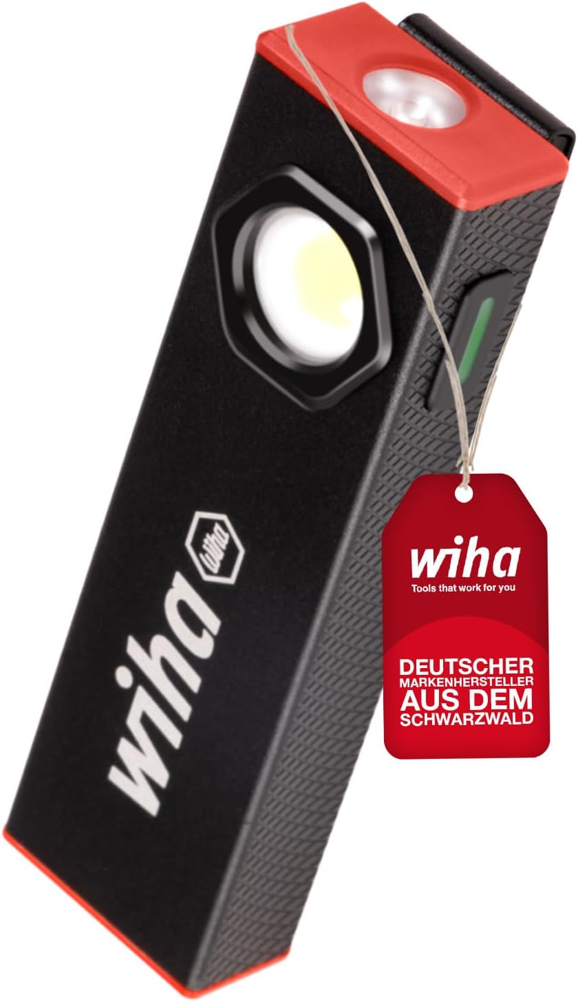 Wiha Hand Light 800 lm I 5 Light Modes I Workshop Lamp Rechargeable I Battery LED Torch Super Bright I Work Light I USB-C Rechargeable (45701)