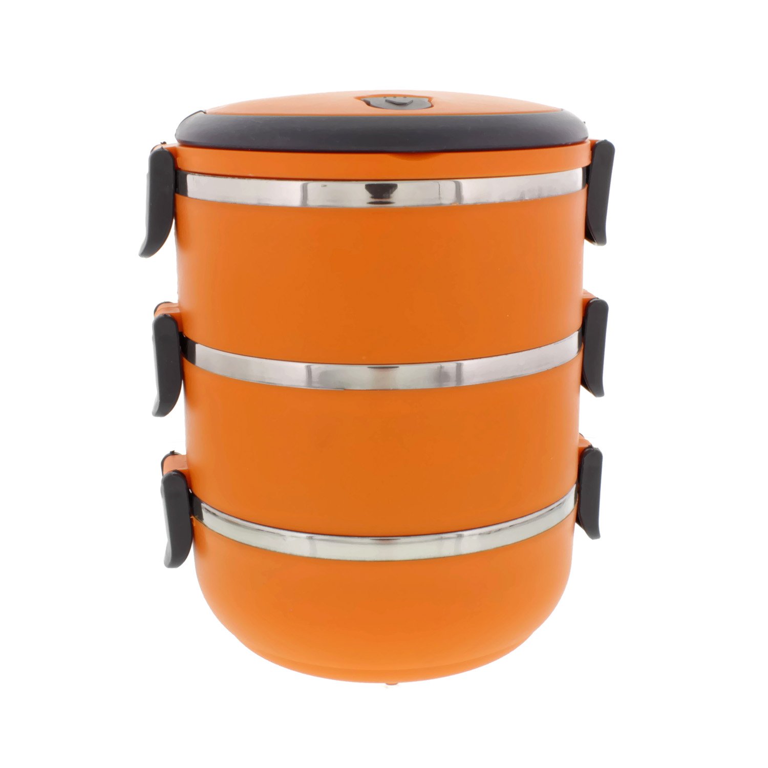 Cheftor Three Tier 71oz/2.1L Stacking Lunch Box Insulated Food Carrier Bento Box Stainless Steel Bowls Container with Sealing Lid, Orange