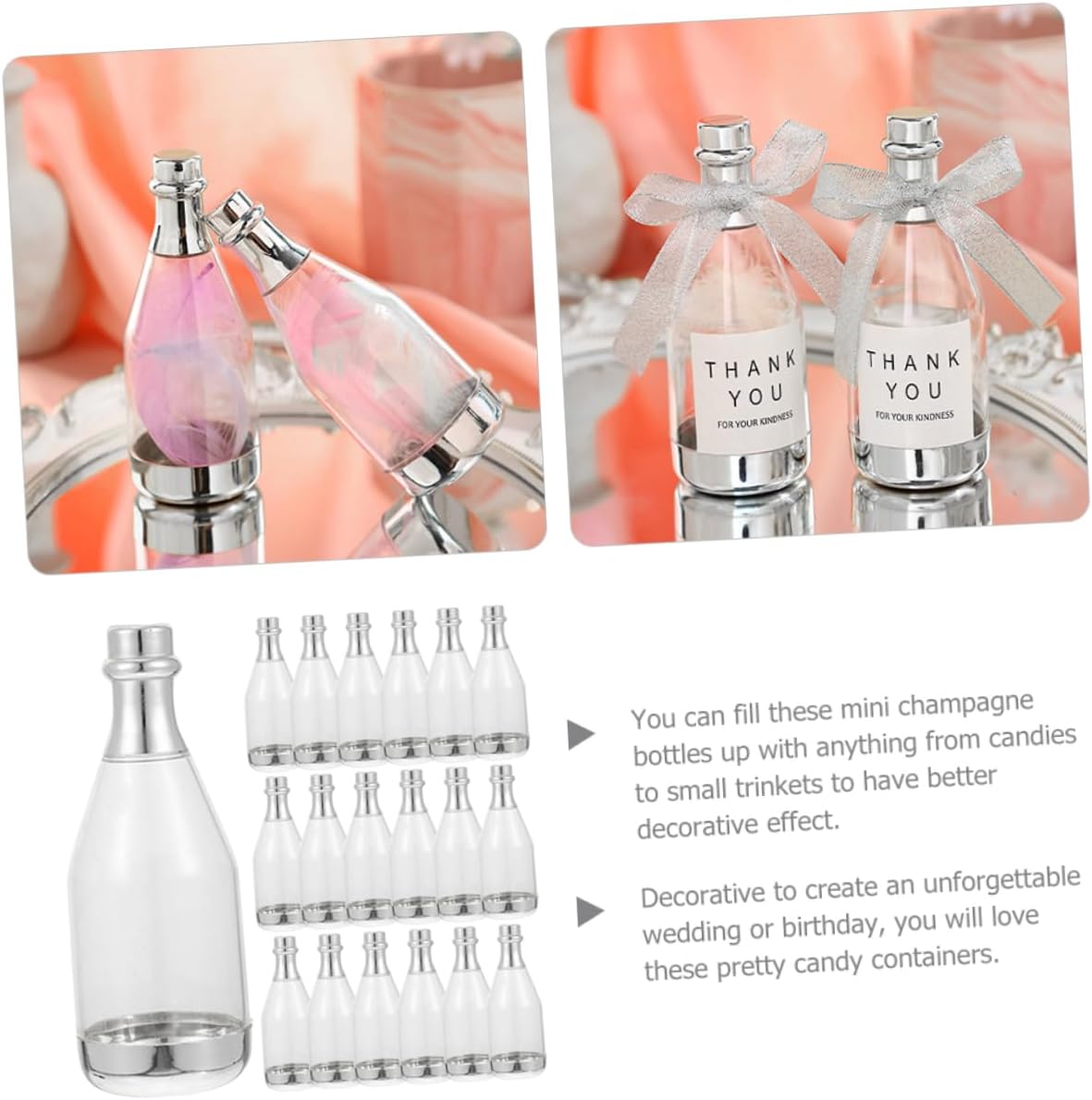 Ipetboom Candy Jars for Party Table 24pcs Mini Candy Bottle Containers for Adults Wedding