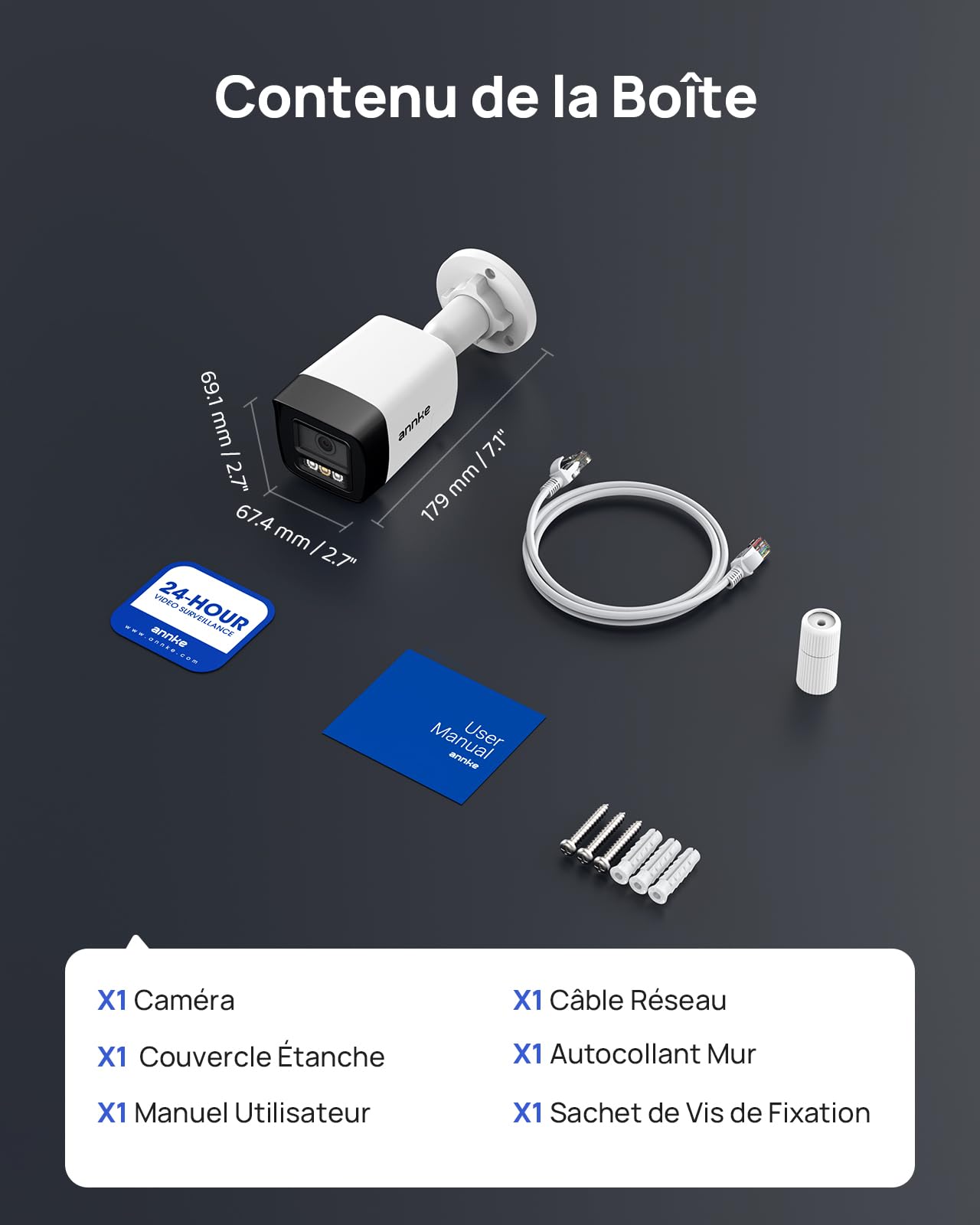 ANNKE Caméra Bullet IP PoE 3K HD pour Intérieur et Extérieur