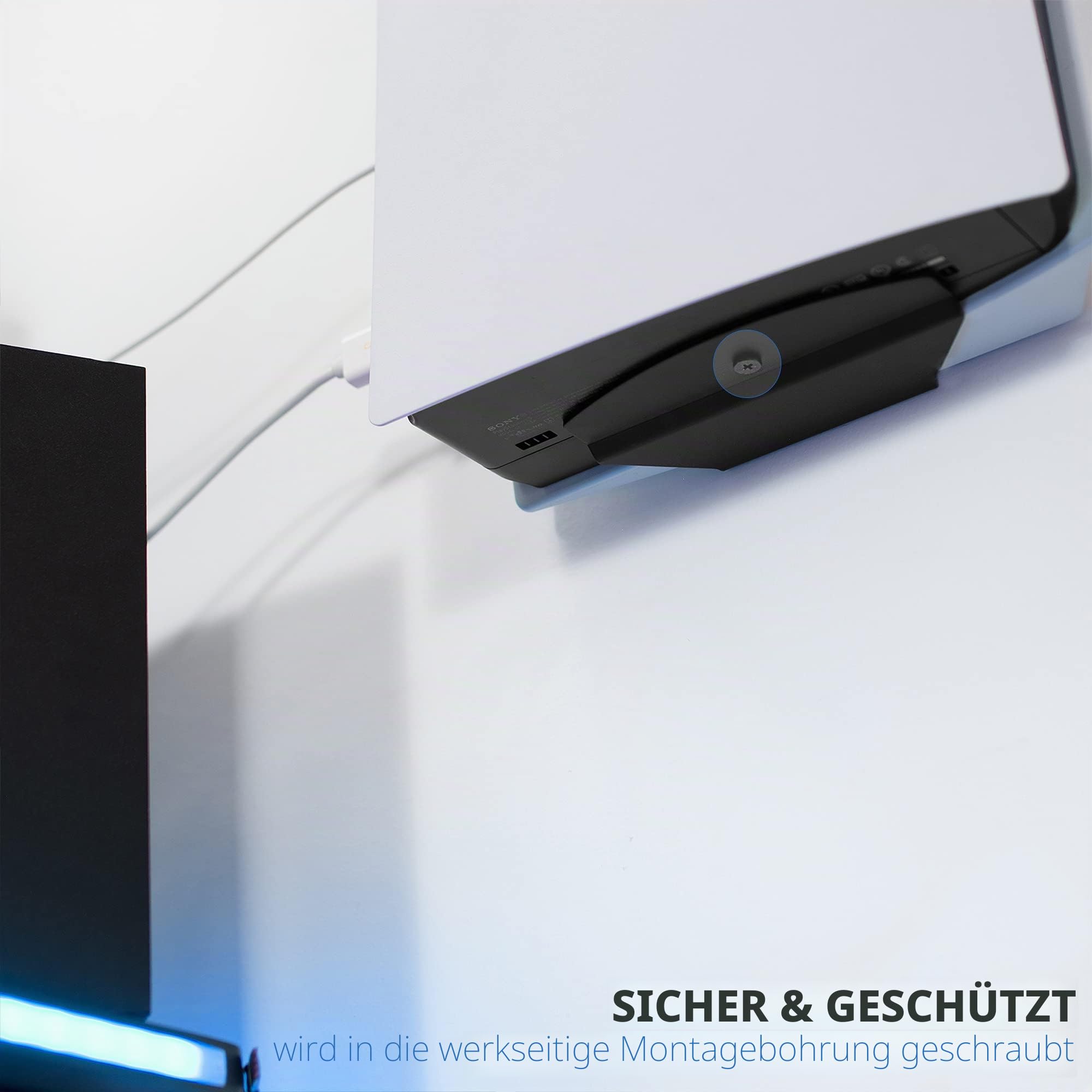 VIVO Wandhalterung aus Stahl für PS5 Spielekonsole, vertikales Display für Playstation 5, offenes Design, 2 Controller-Halterungen, schwarz, MOUNT-PS5B