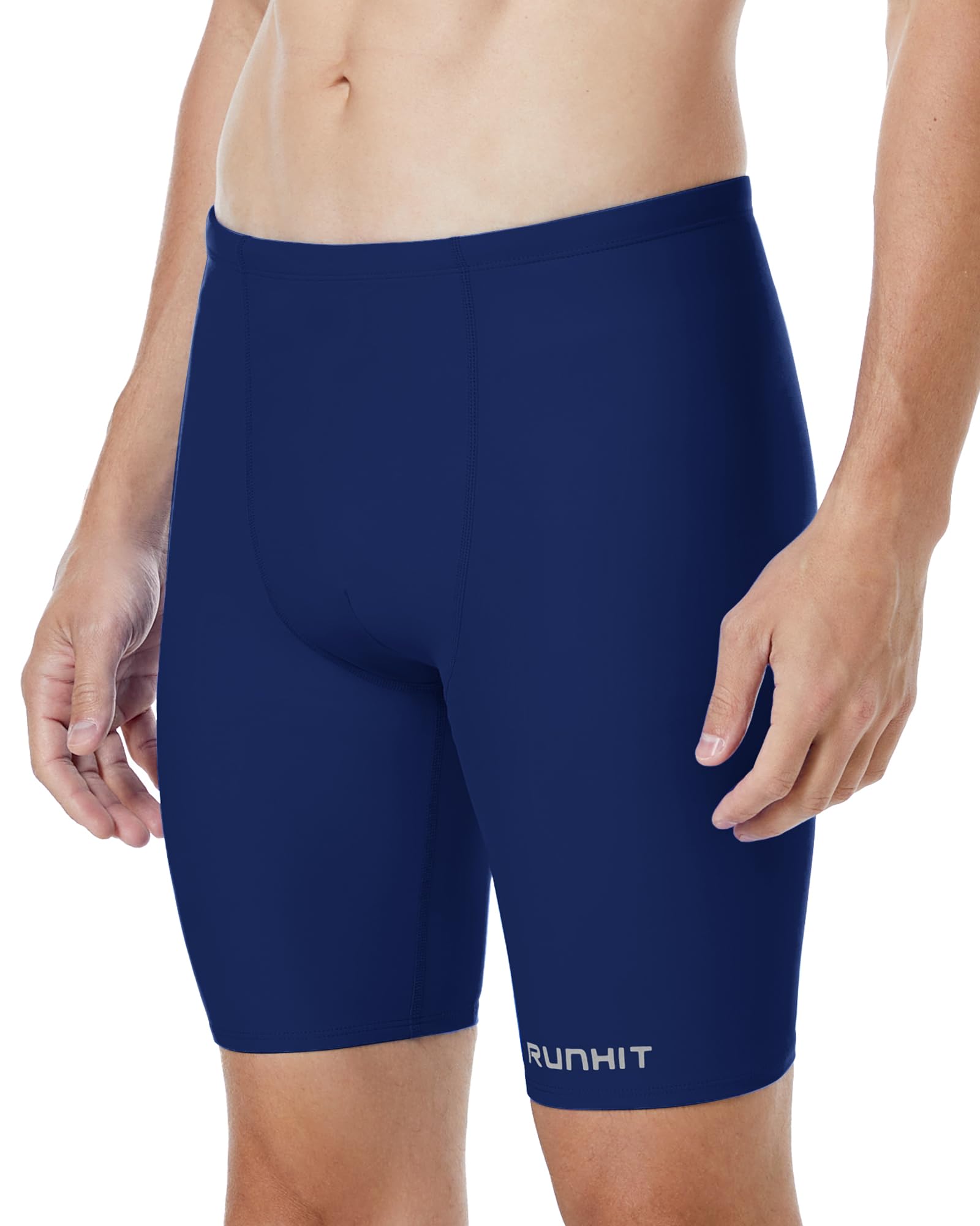 Runhit Swim Jammers for Men Competitive Swim Racing Team Swimsuit Quick Dry Athletic Swimming Shorts UPF 50+ Navy Blue L - competitive swimwear | Mubboo