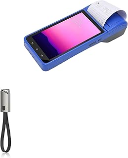 BoxWave Cable Compatible with PUSOKEI Portable POS PDA Receipt Printer (5.5 in) - USB Type-C Keychain Charger, Key Ring USB Type-C to Type-A 8 in USB Cable - Jet Black
