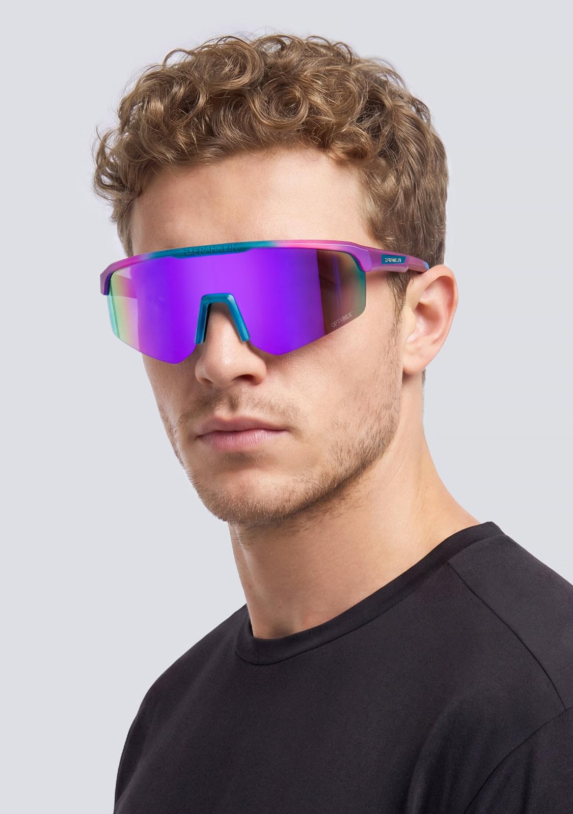 D.Franklin Occhiali da sole - Occhiali da sole sportivi con lenti polarizzate e protezione UV - Sport all'aperto - Modello hurricane - Rettangolari - Per uomo e donna - Sunglasses