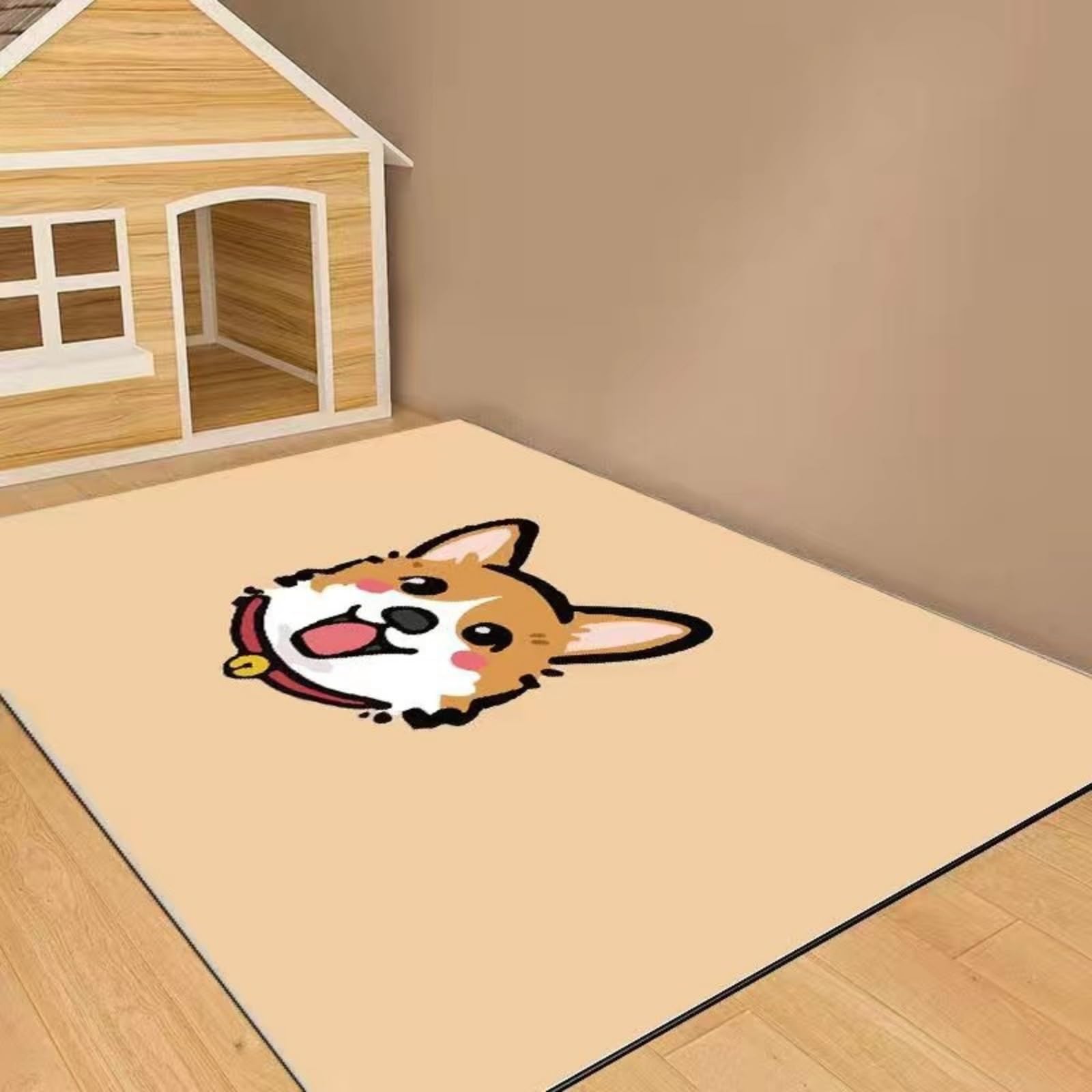 Hixingo Tappetino Ciotola per Cane e Gatto Assorbente, 3D Tappetino Sottociotola per Gatti e Cani Grande Tappetini Lavabile in PVC Impermeabile e Antiscivolo (Cane color cachi,140 * 200cm)