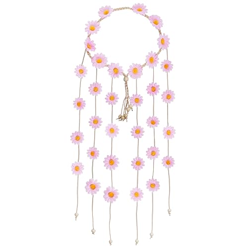 Miniatura 7 de 1 diadema de flores hippie corona floral verano girasol accesorios para el cabello para disfraces bohemios de los años 70 (rosa)