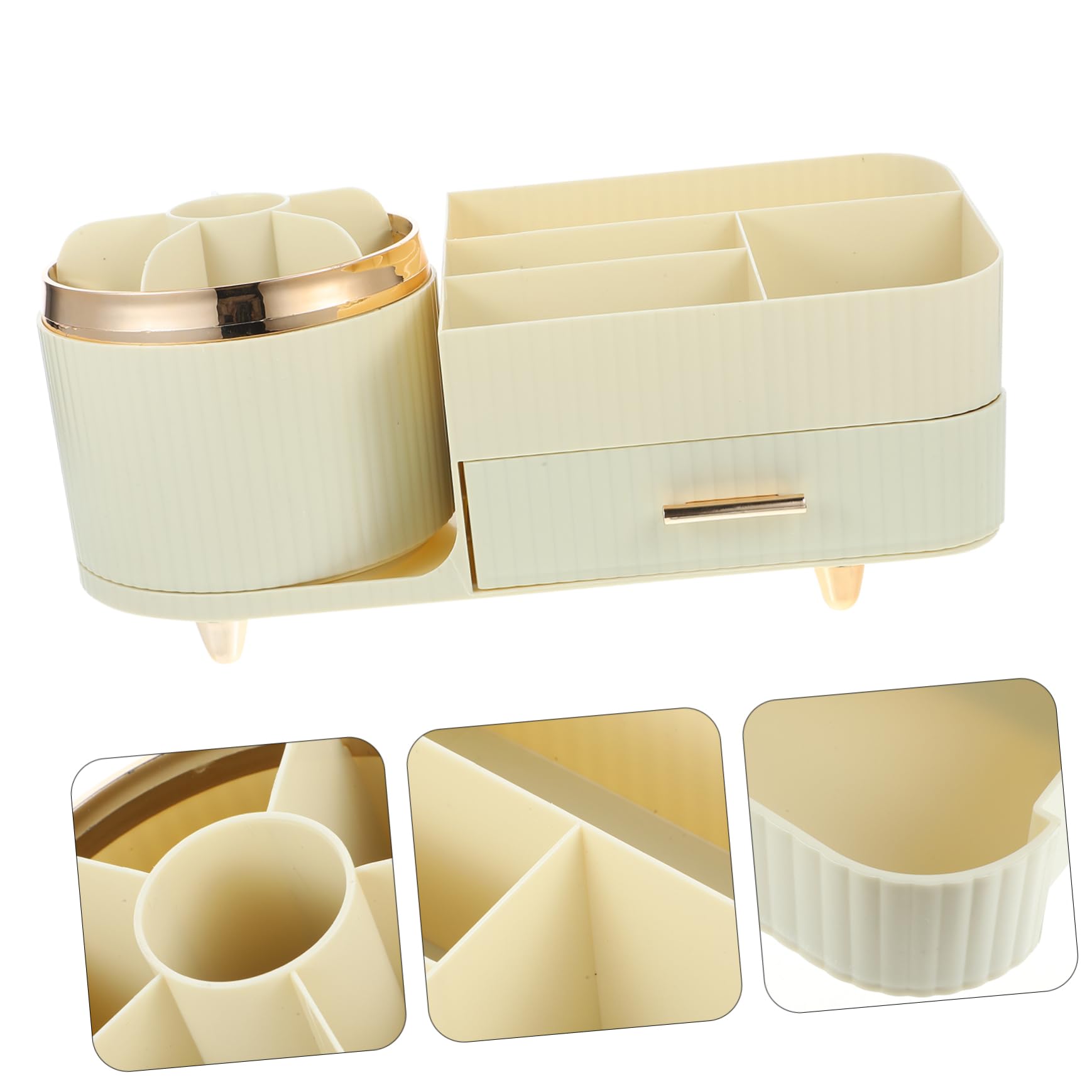 DECHOUS Drehbarer Make Up Pinselhalter mit Integriertem Organizer aus Pet