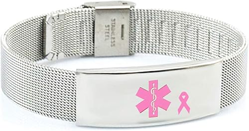 Pulsera de malla de acero inoxidable de la cinta de la identificación médica-alerta del linfedema ningún BP IV