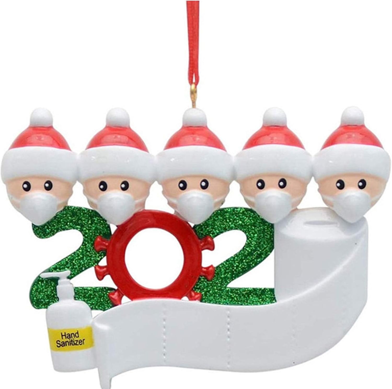 Svance Personalized Name 2020 Christmas Ornament Quarantine - Christmas Decorating Set with Write-on Family Members' Name Creative Gift for Friends Parents (Family of 5)