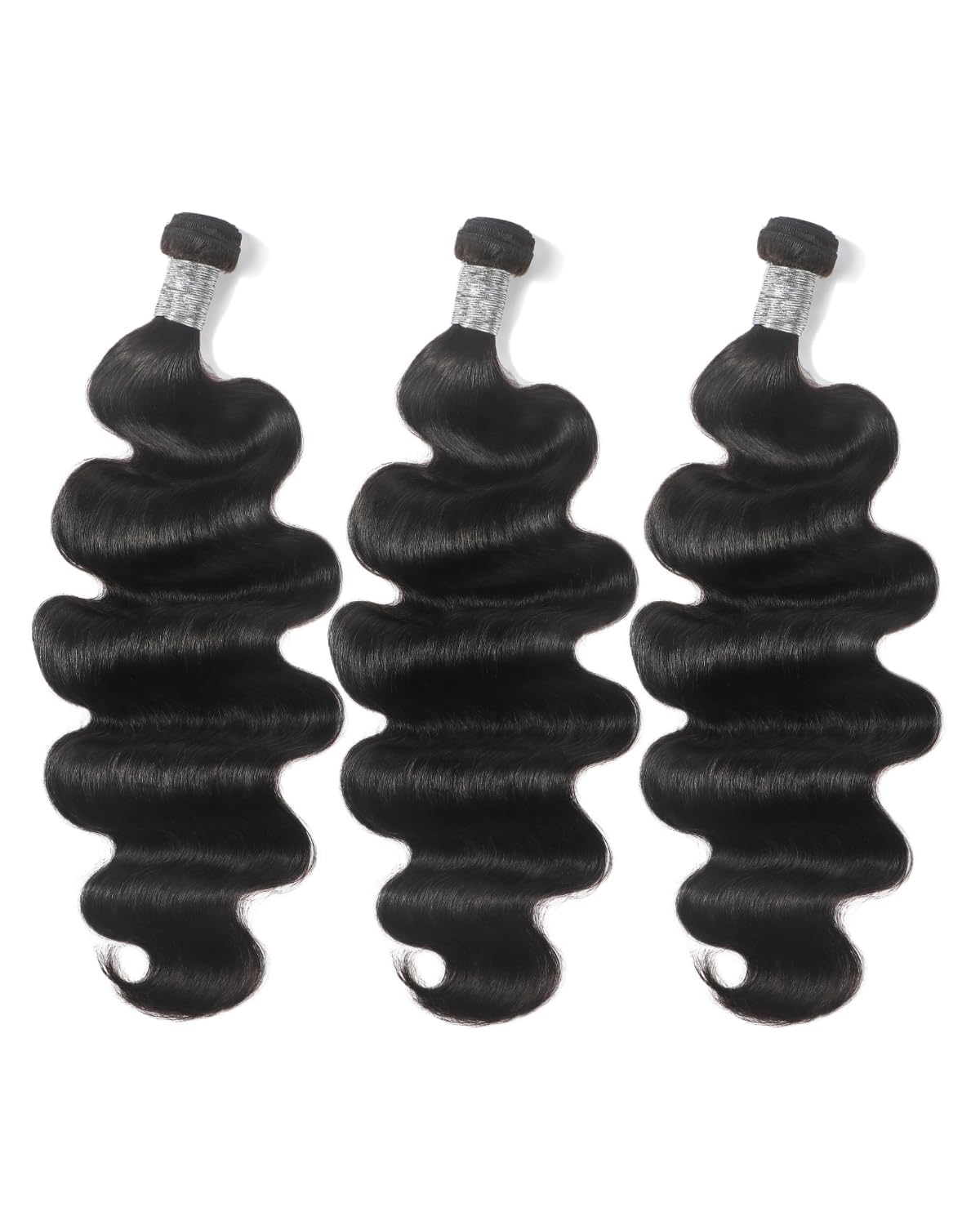 Arabella 3 Straight Bundles Human Hair 18 20 22 Inch Natural Black Hair Bundles 100% Unprocessed Brazilian Virgin Hair 10A Weave Sew in Double Weft Bundles Human Hair