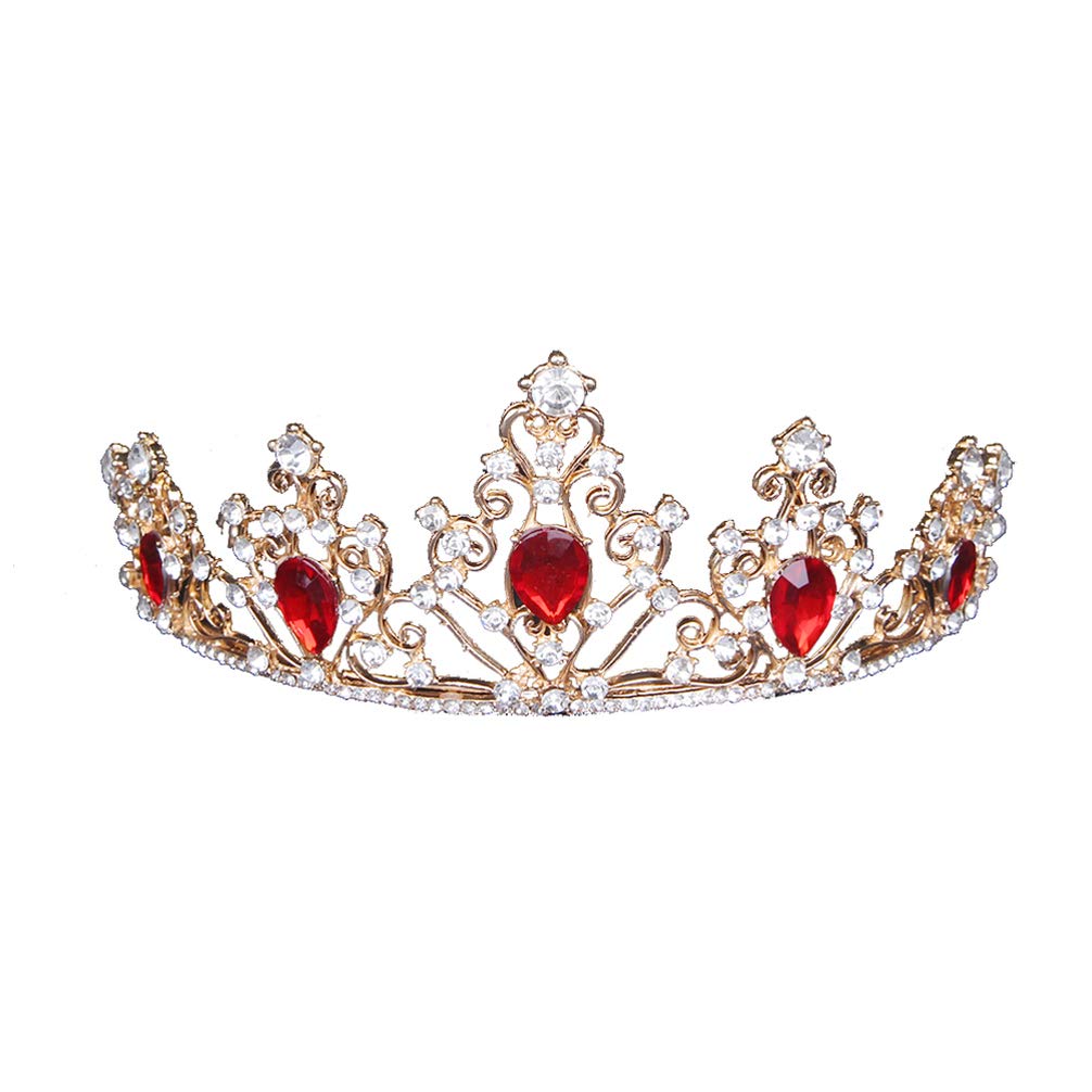 Buy Minkissy Red Rhinestone Crown, Crystal Wedding Tiara Pageant Tiara