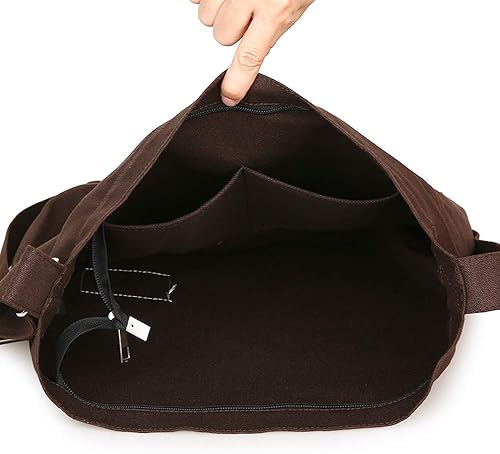 Miniatura 5 de Covelin - Bolsa de hombro informal de lona para mujer, estilo bohemio y retro, bolsa de mano, bolso cruzado, tamaño grande
