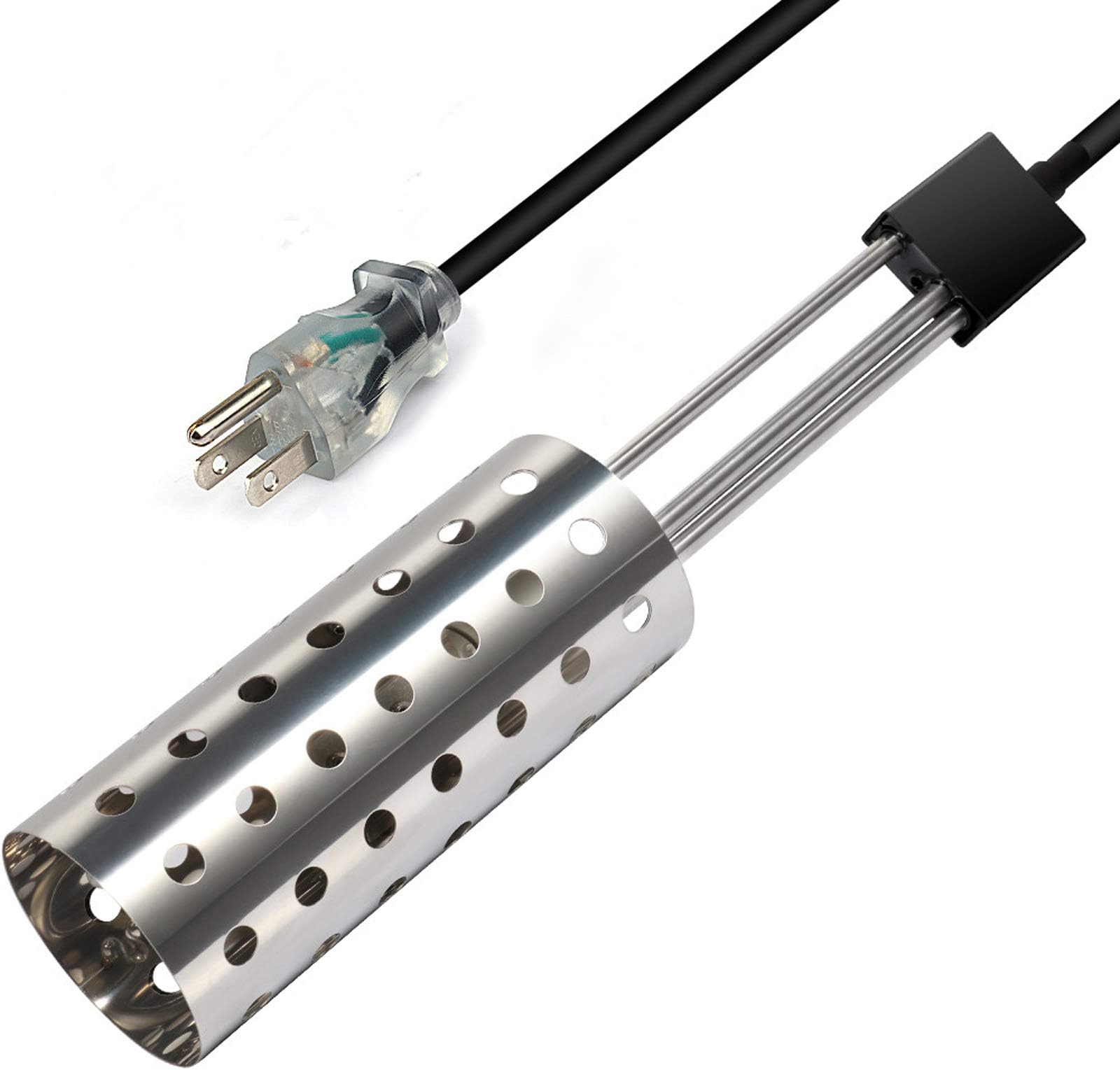 Immersion Heater, Kingwork UL-Listed Pool Heater with Thermostat and Auto Shutoff Function, Submersible Bucket Heater with Full 304 Stainless-Steel Guard, Heats 5 Gallons of Water in Minutes