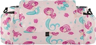 Flradish Mermaid with Pink Hair Baby Stroller Organizer with 2 Cup Holders Universal Adjustable Shoulder Strap Detachable Stroller Caddy Accessories Bag for Bottle,Diaper,Phone, Keys,Toys