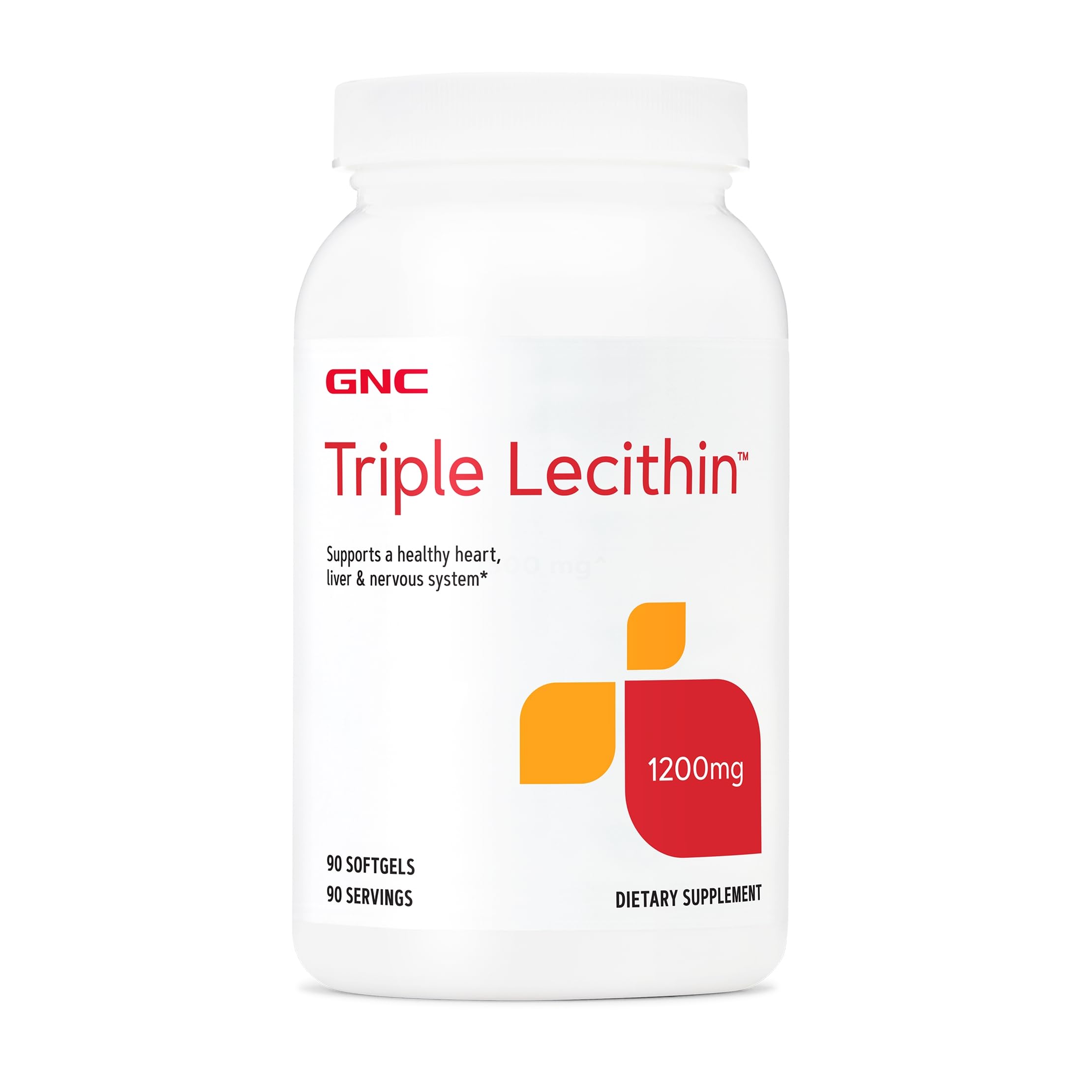 GNC Triple Lecithin 1200mg Supplement, Supports a Healthy Heart, Liver and Nervous System, 90 Servings