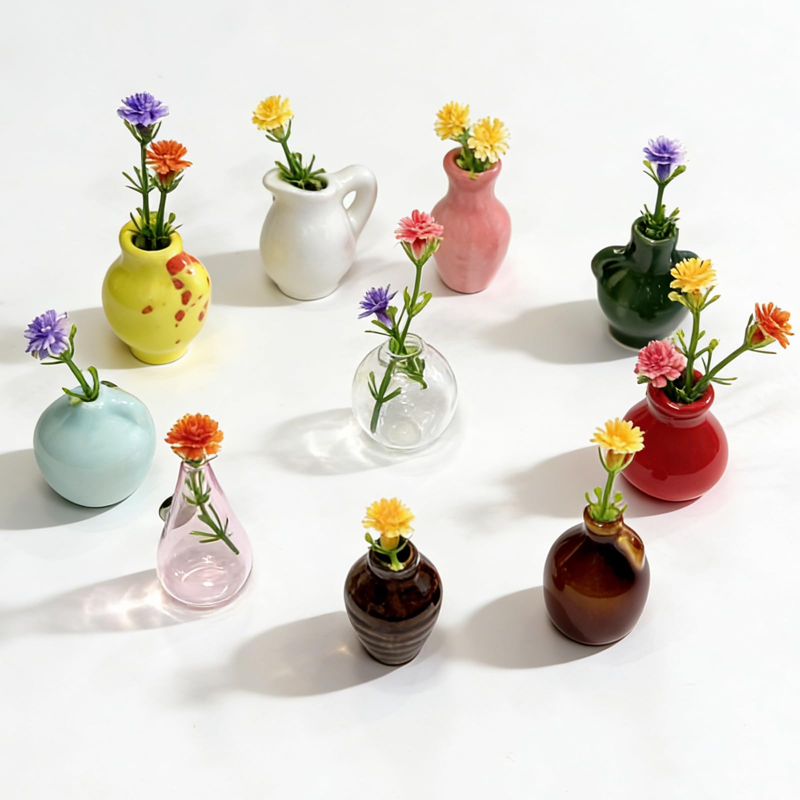 Photo 1 of 10-Pack Cute Mini Vase Magnets for Fridge, Tiny Ceramic & Glass Magnetic Vases for Refrigerator, Office Whiteboard and Locker, Aesthetic Flower Bud Vases Kitchen Decor, Ideal Gift for Mom & Women