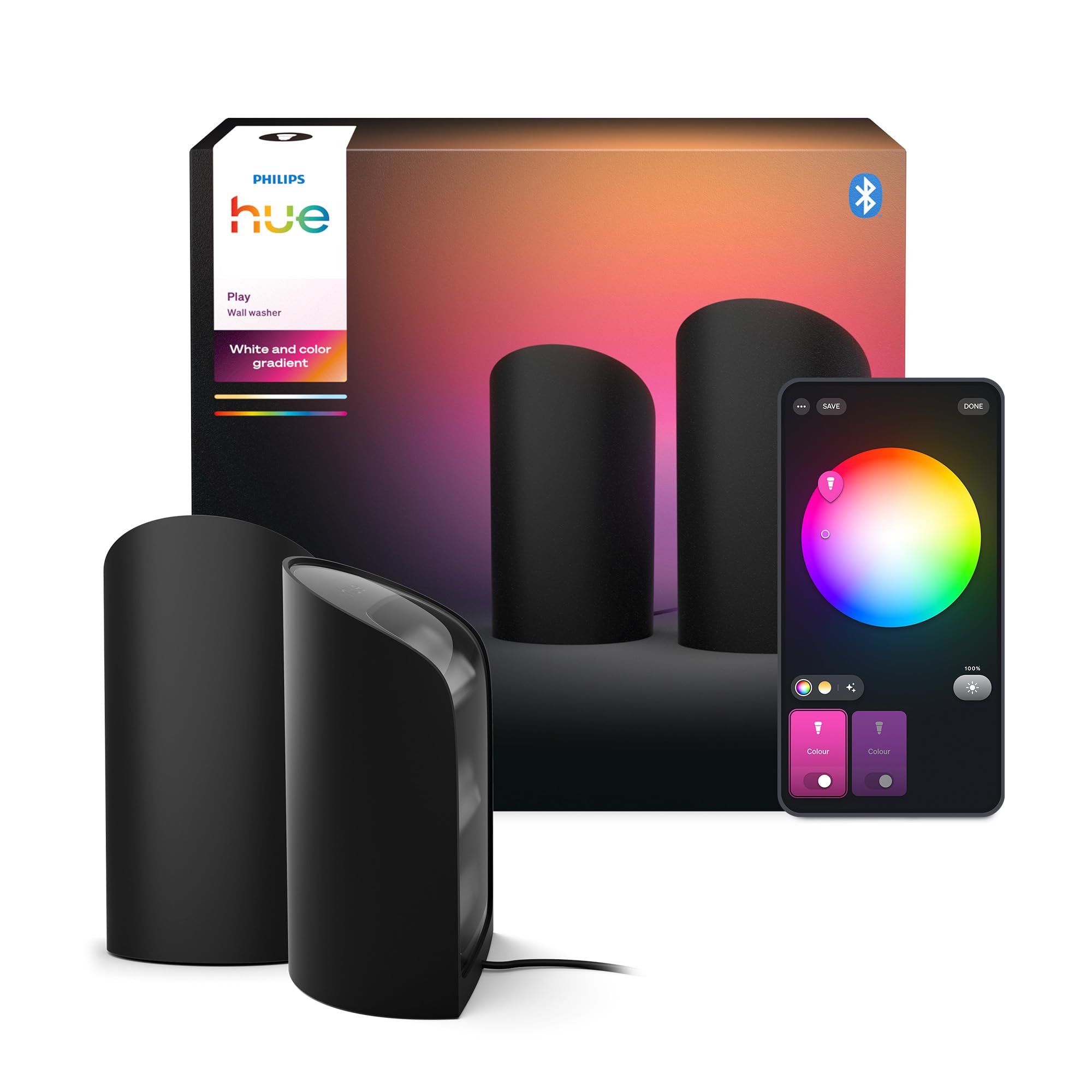Inteligentna Lampa Play Philips Hue Czarna, Białe i Kolorowe światło z technologią ColorCast, Kompatybilna z Bluetooth,...