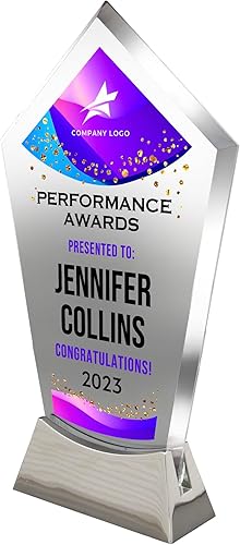 Vista 2 de Placa de vidrio personalizada de 9 1/4 pulgadas, placa personalizada como premios y trofeos, placas de vidrio para premios como jubilación