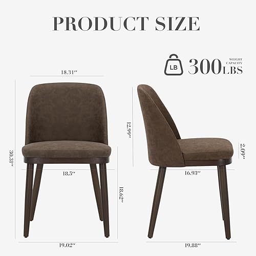 Miniatura 2 de COLAMY Juego de 2 sillas de comedor tapizadas, modernas sillas de cocina con respaldo, sillas laterales de cuero para comedor con patas de madera