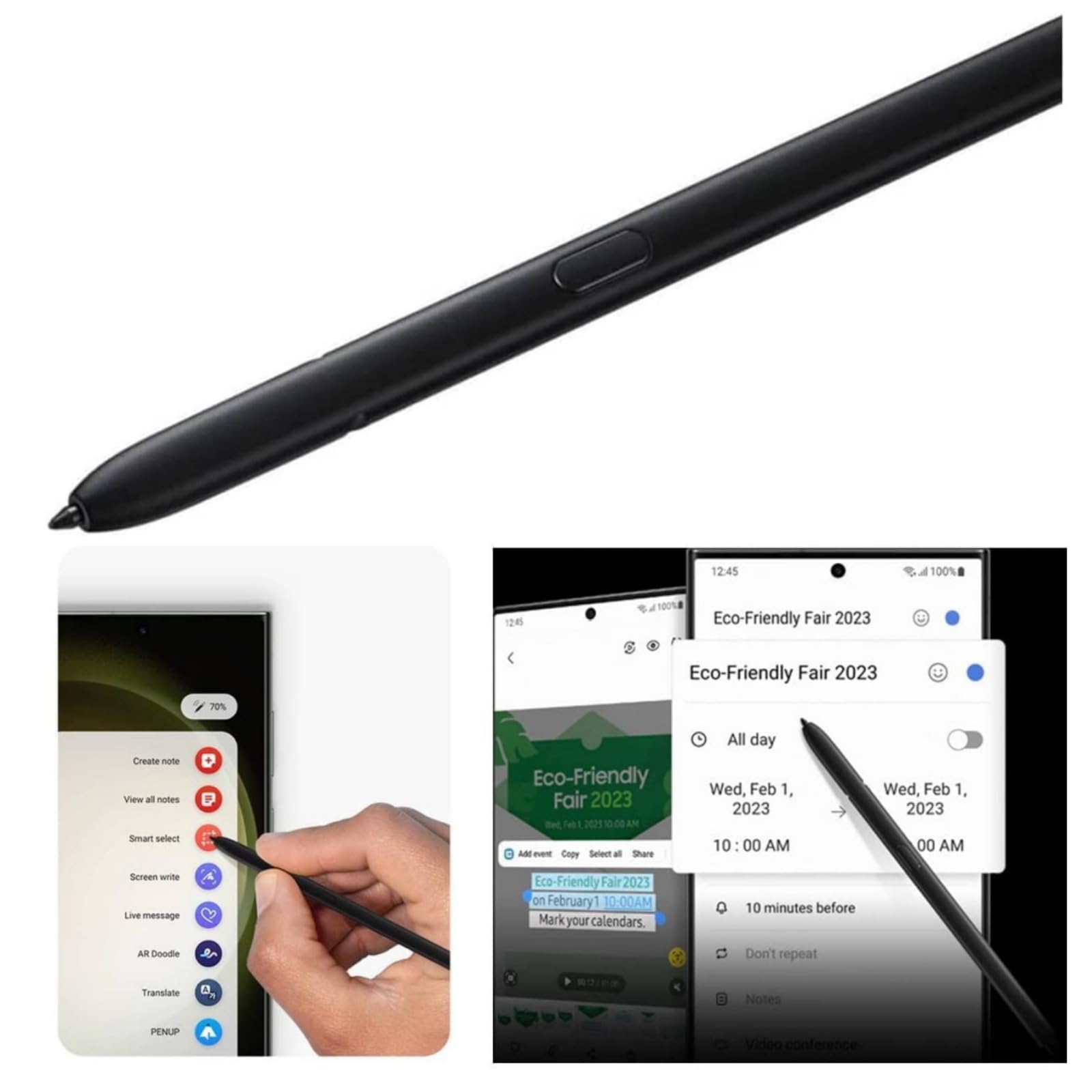 S Pen S23 Ultra (con Bluetooth) de repuesto para Samsung Galaxy S23 Ultra Stylus Pen (4096 niveles de presión) + puntas de repuesto (*verde*)