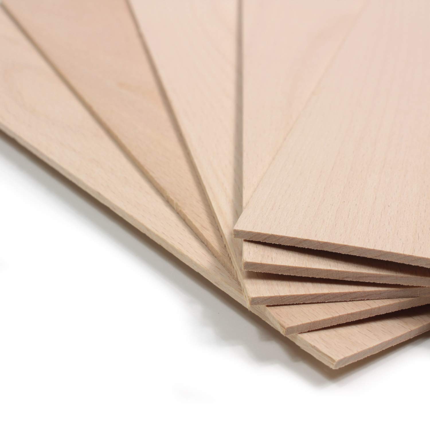 wodewa Set di 10 impiallacciature in legno di faggio, 4 mm, 60 x 14 cm, per bricolage e modellismo