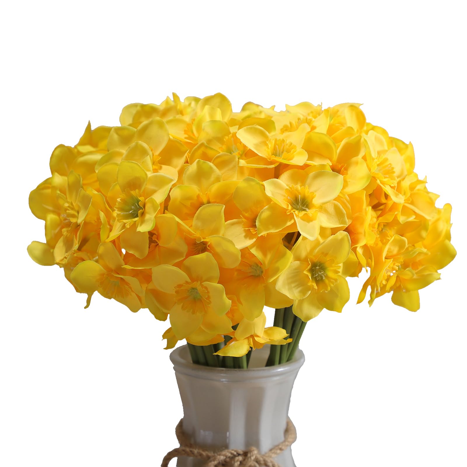 Ramo de flores artificiales de seda de narciso, amarillo, 2 paquetes, decoración para el hogar y la oficina (amarillo)