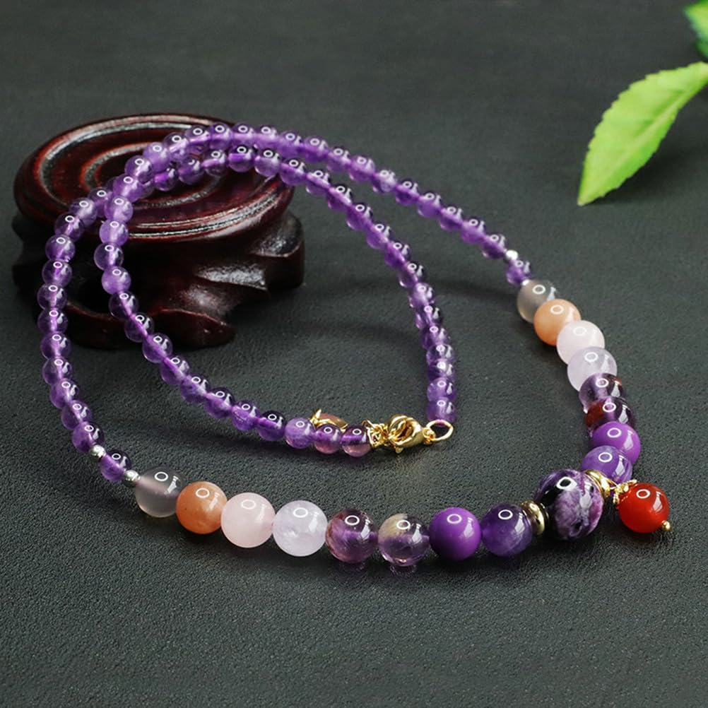 Collar con Colgante de Amatista Natural para Mujer, joyería de Cristal Morado auténtico con Cadena Ajustable, Embalaje Sencillo y Elegante