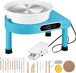 Bonoutil Pottery Wheel 28cm Electric Ceramic Forming Machine LCD & Foot Pedal Control 20 lbs Capacity at Home Potter Wheels Art Clay Sculpting Tools Kit
