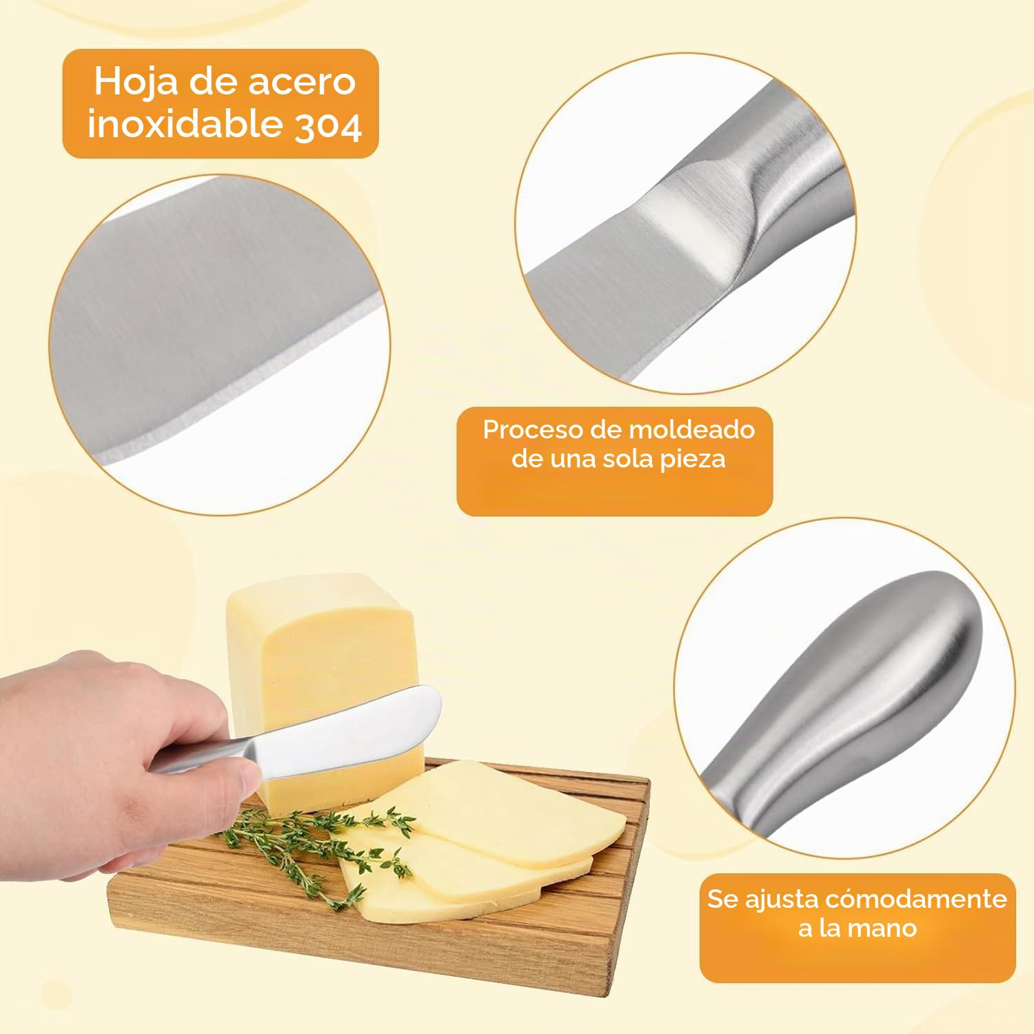 Linwnil Juego de cuchillos esparcidores, esparcidores de queso y mantequilla, cuchillos de mantequilla multiusos de acero inoxidable