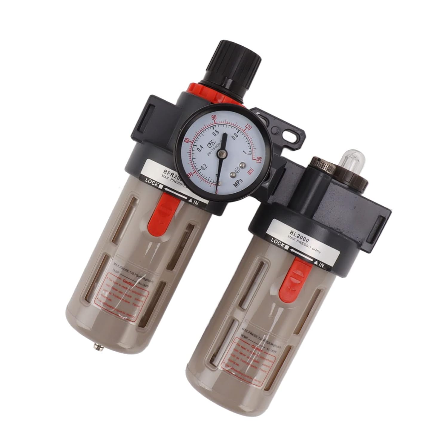Compressed Air Filter Regulator G1/4 Aluminum Alloy Strong Filtration Water Oil Trap Separator for Air Compressor Systems Industrial Use