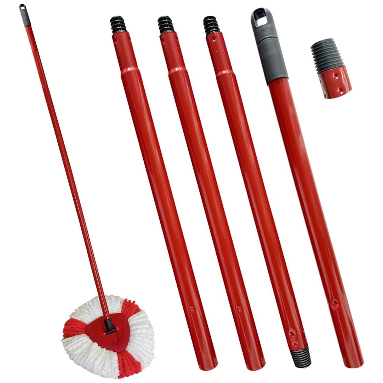 Replacement Handle for Vileda Turbo Mops, 4 Sections: Adjustable Stainless Steel Mop Pole Floor Cleaning Accessories