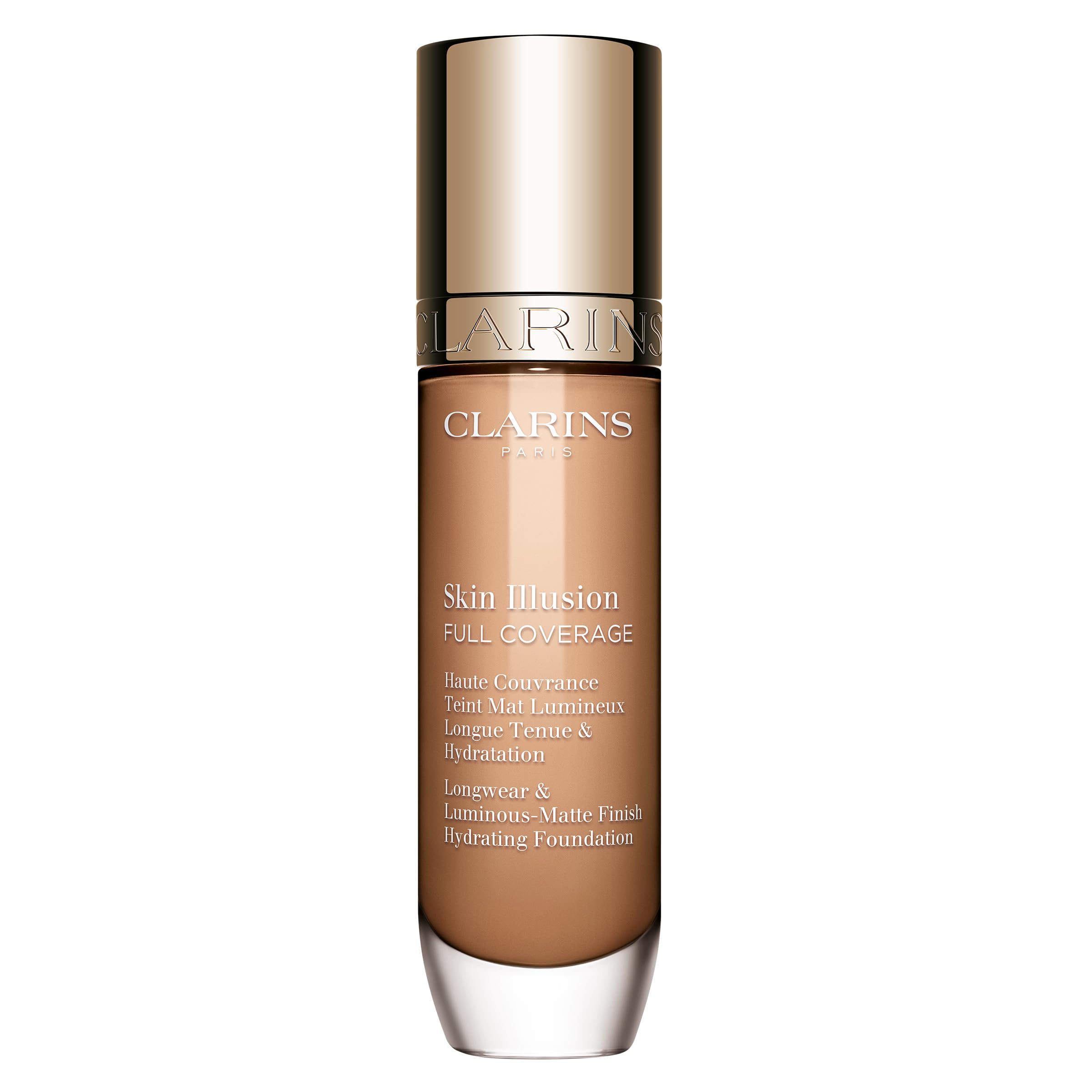 Clarins Skin Illusion Longwear Full Coverage Foundation Luminous Matte Finish 24H Hold and 24H Hydration Natural Looking Transfer