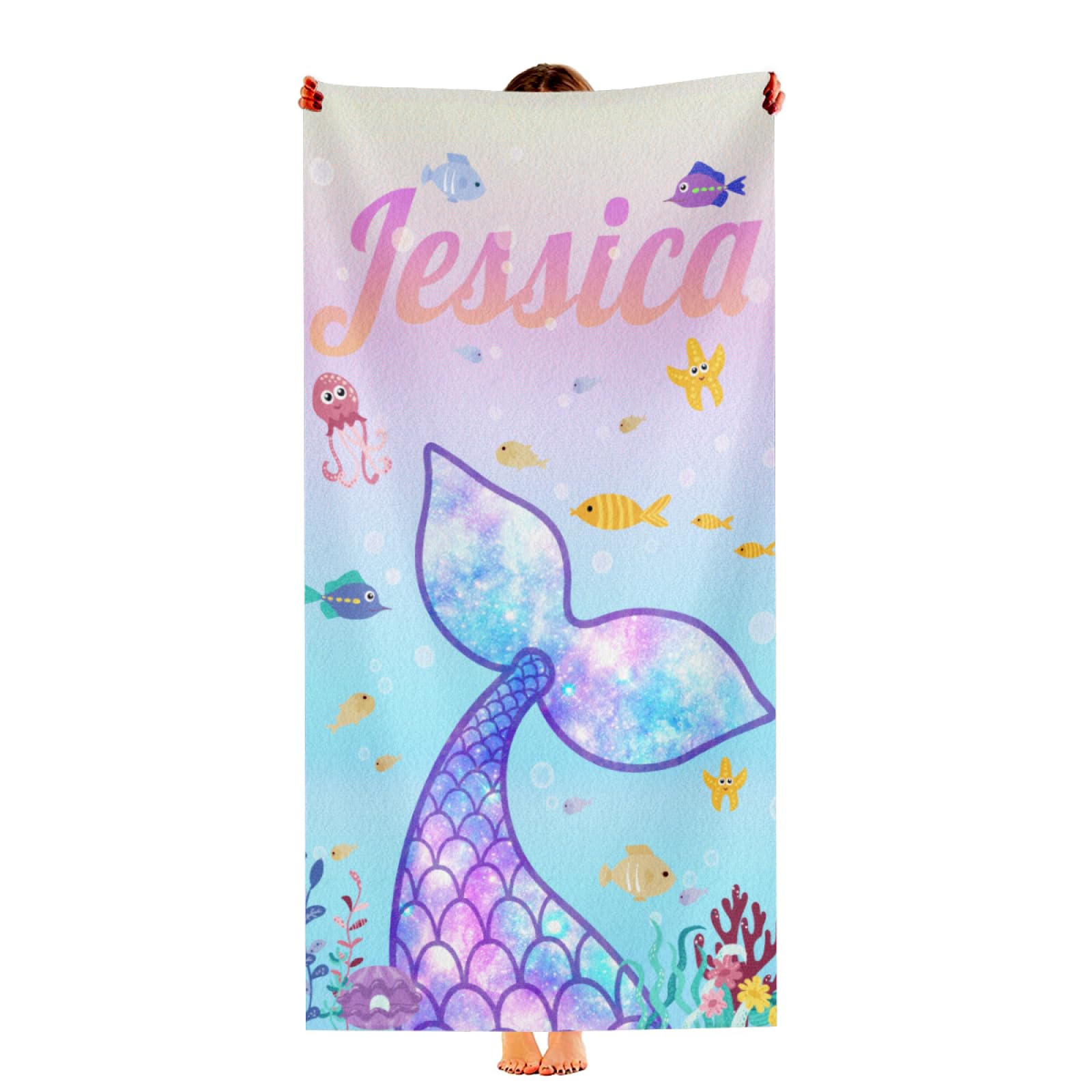 Numom Custom Name Beach Towel, Personalized Beach Towels for Adults, Ultra-Soft Quick-Dry Bath Pool Towels for Kids,Multiple Color Sizes Pool Towel