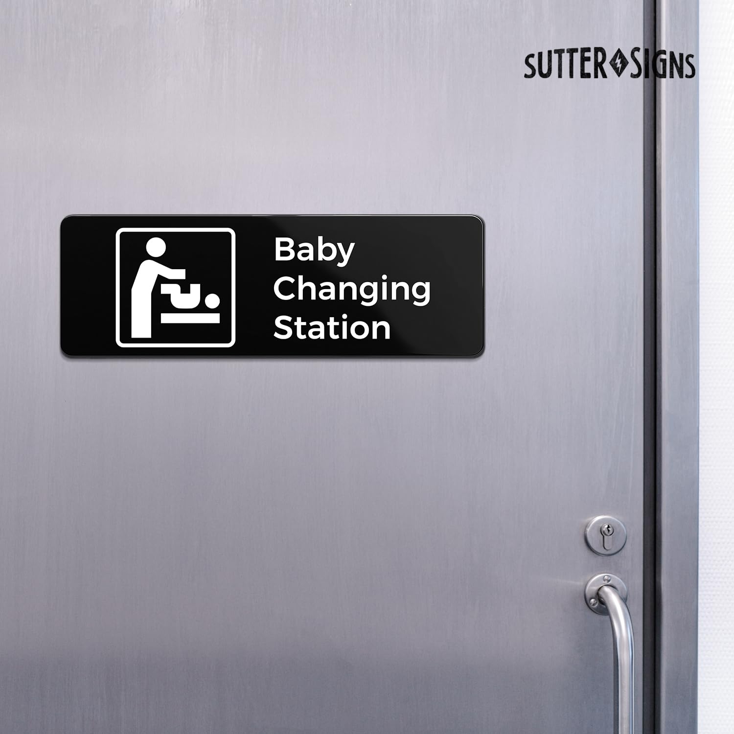 Baby Changing Station Sign, Durable ABS Plastic with Full Adhesive