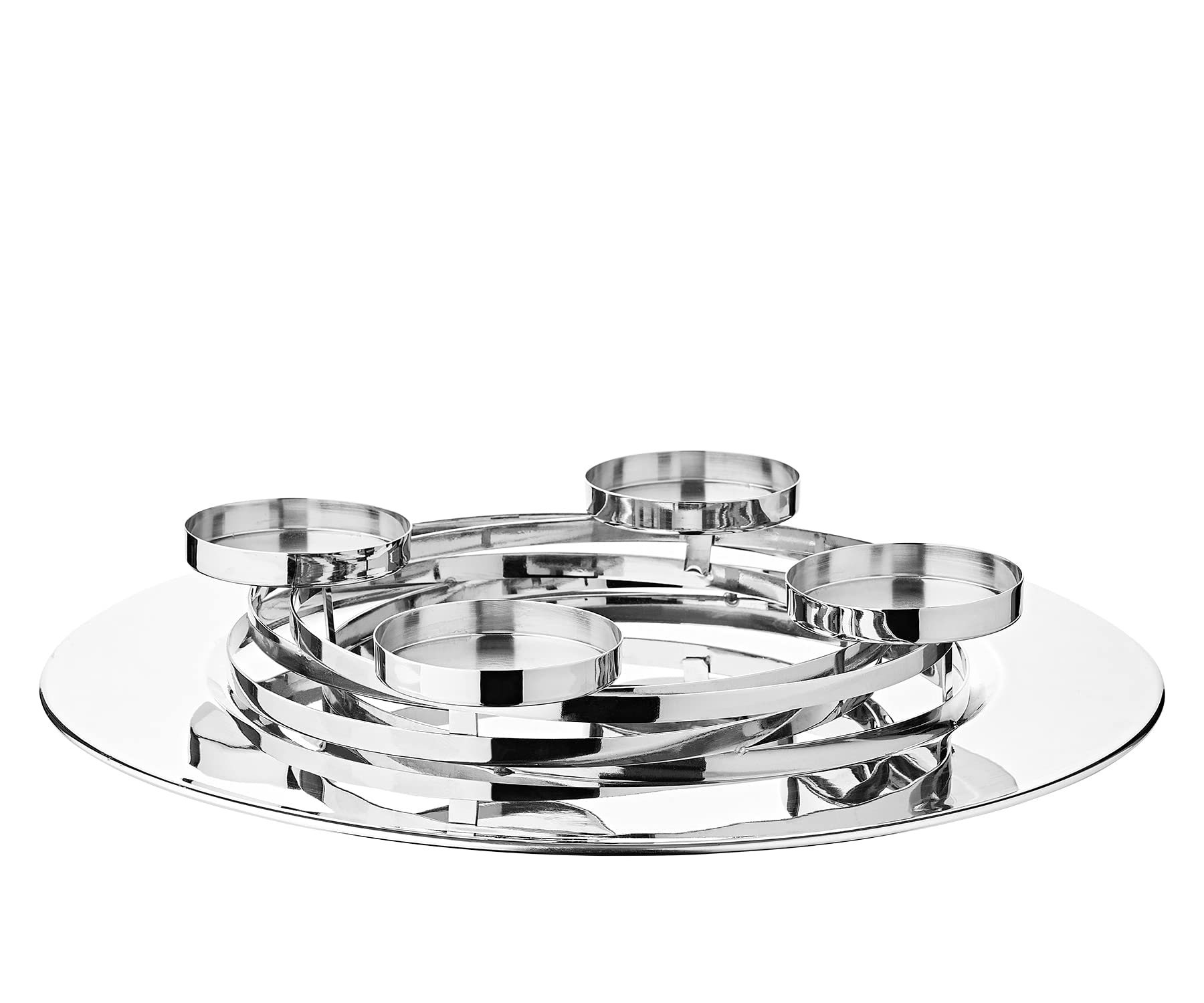 EDZARD Couronne de l'Avent La Annabell, diamètre 39 cm, Acier Inoxydable, Couleur Argent, pour Bougies de ø 8 cm