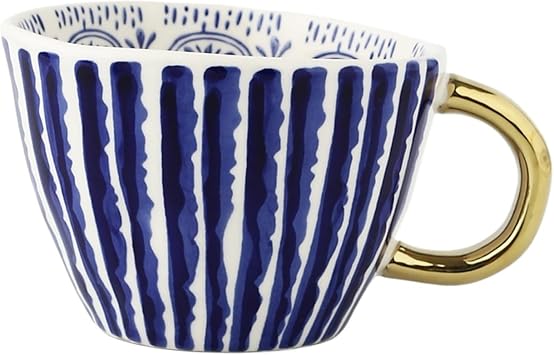 Hand Painted Geometric Ceramic Mugs With Gold Handle Handmade Irregular Cups For Coffee Tea Milk Oatmeal Creative Birthday Gifts8