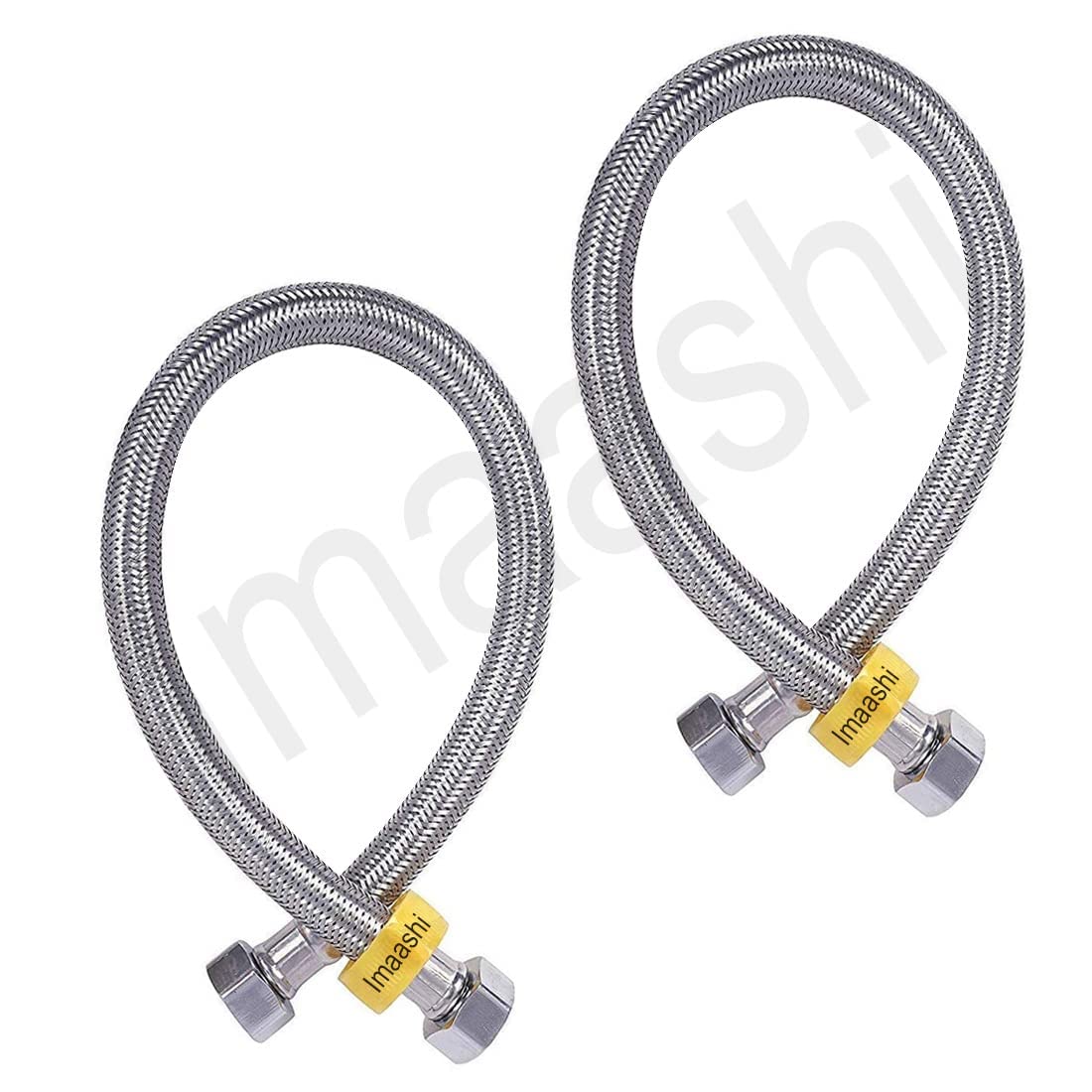 Imaashi ® Stainless Steel 304 Grade Universal Hot & Cold Water Geyser Connection Pipe, Braided Faucet Connector – (18 Inch - Pack of 2)