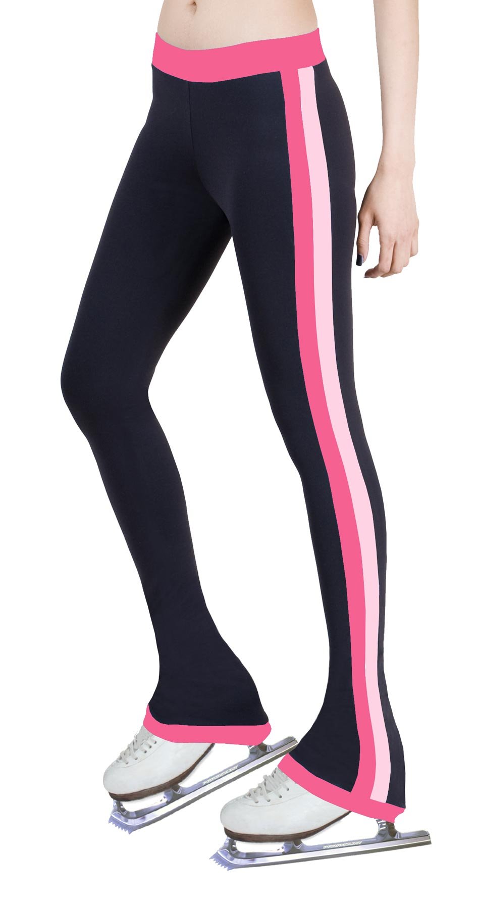 NY2 SPORTSWEAR Figure Skating Practice Pants with Side Stripe Bubble Gum/Two Tones (Adult Extra Small)