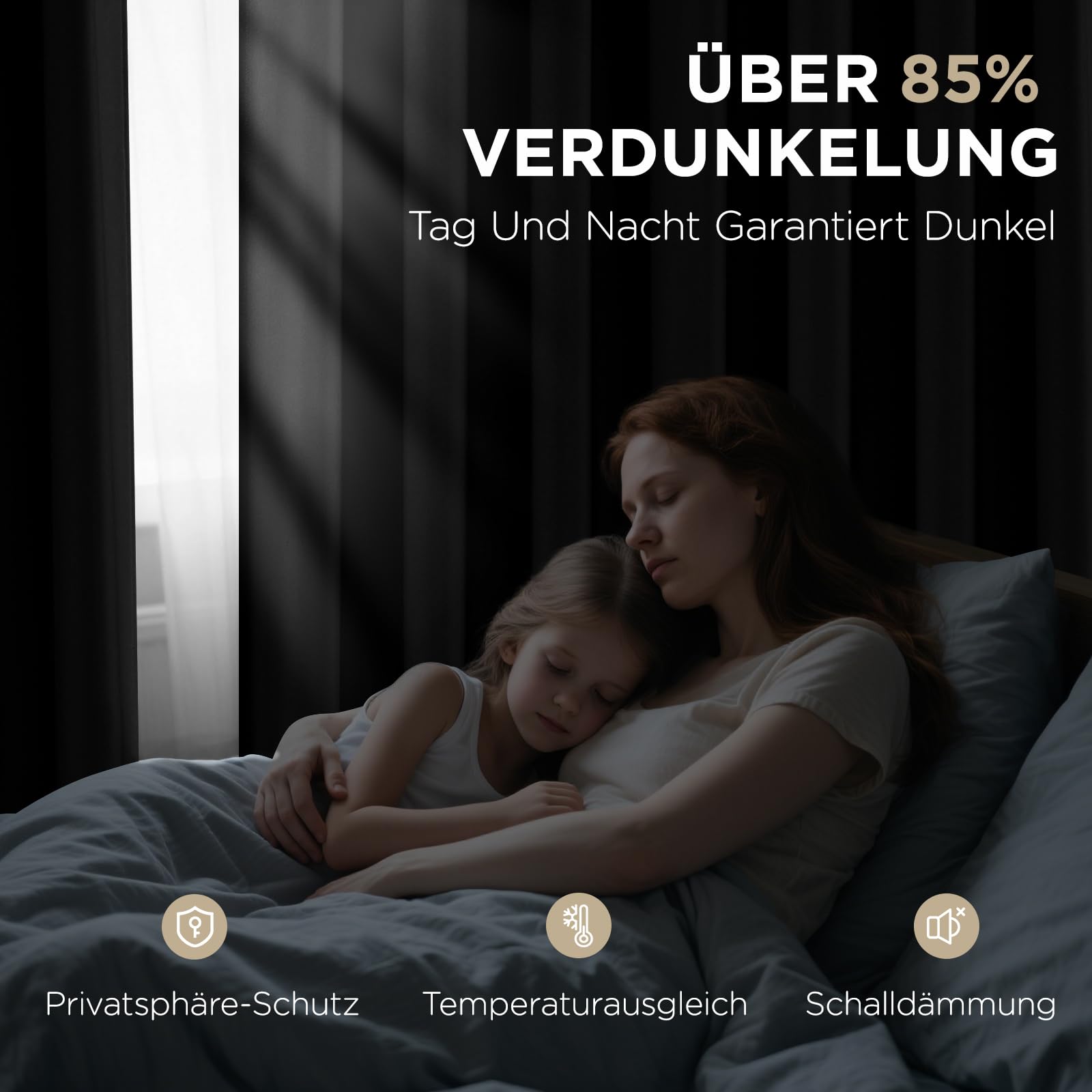 Joydeco Thermovorhang Kälteschutz mit Ösen 2 Stück H 175 x B 140 Vorhänge Blickdicht Schwarz Verdunklungsvorhänge Ösen Thermal Curtains Blackout Vorhang Thermo Wärmeisolierend Schlafzimmer – Bild 2