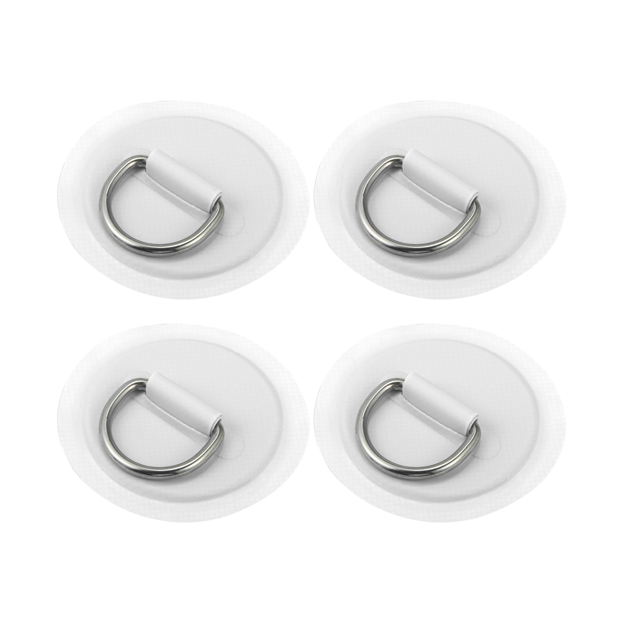 X AUTOHAUX 4pcs 11cm White D Ring Patch PVC Stainless Steel Round Shape D Ring Pad for Surfboard Inflatable Boat Kayak Canoe Deck