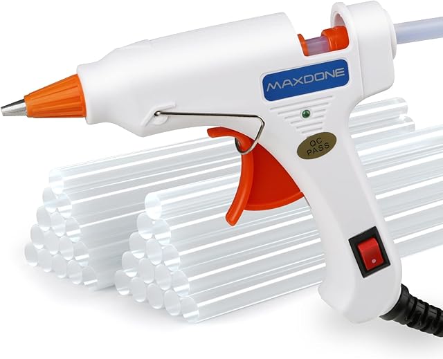 Hot Glue Gun Mini Glue Gun with 30pcs Glue Sticks Upgraded Version, 20W Hot Glue Gun Blue Fast Heating for Home and DIY Craft (White)