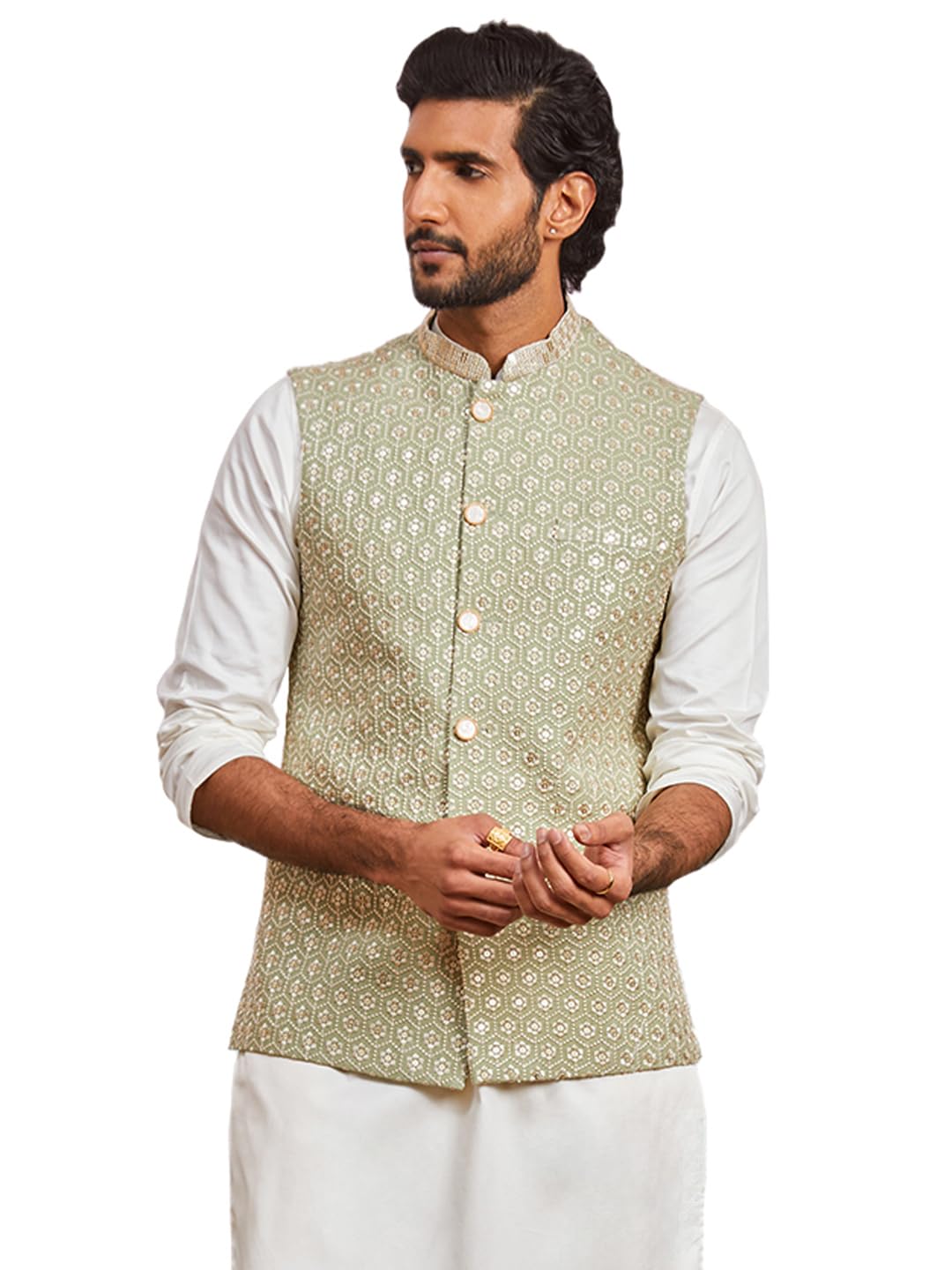 vastramay Men's - Nehru Jacket - This men's embroidered Nehru jacket,perfect blend of elegance and tradition.-picture-16