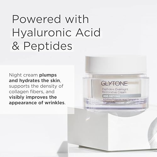 Miniatura 3 de Glytone Age-Defying Peptide+ Overnight Restorative Cream – Dermatólogo, sin parabenos y sin fragancia, 1.7 onzas líquidas