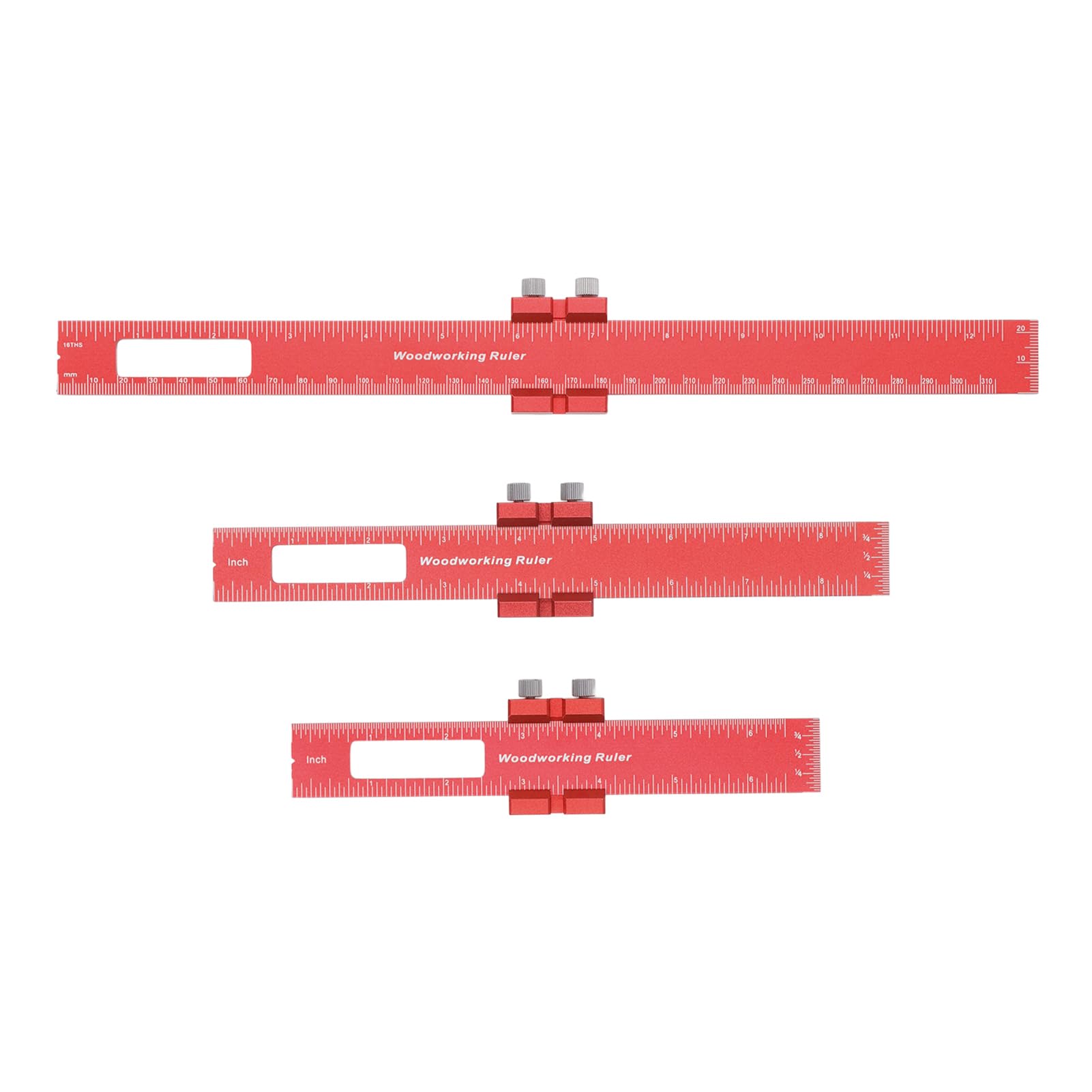 Pocket Ruler Set 6/8 / 12 in | Aluminum Metal Slide Stop | for