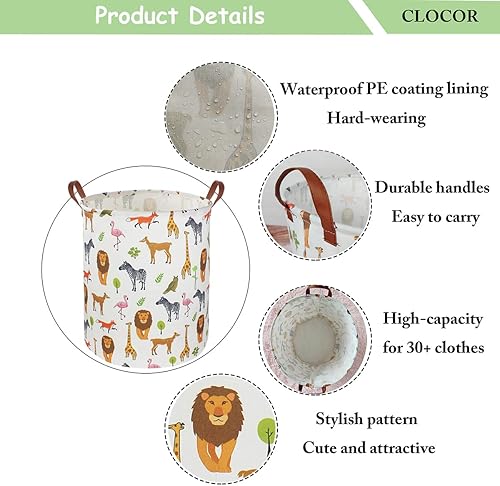 Miniatura 6 de Cesta de lavandería para niños, canasta de almacenamiento de juguetes con asas para niños y niñas, decoración de habitación de safari, canasta de