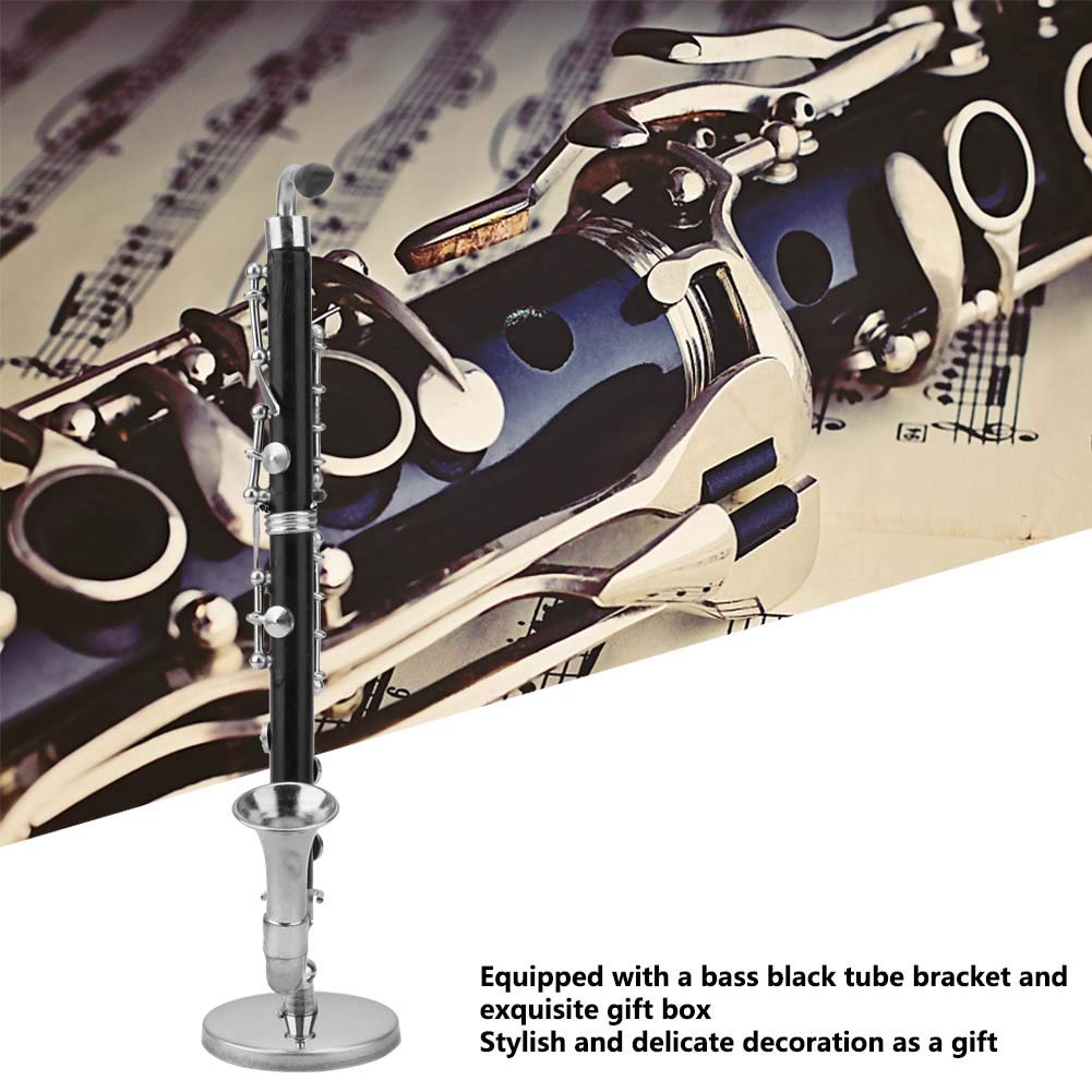 Modello In Miniatura Di Clarinetto Basso Con Supporto - Replica Ornamentale Da 13cm Per Casa Delle Bambole E Scrivania