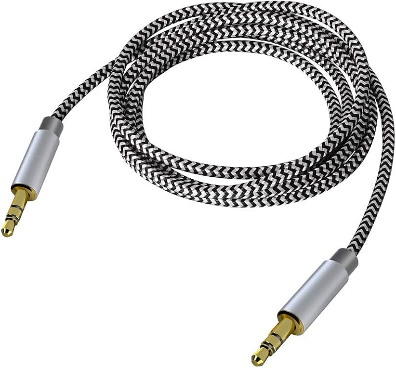 3.5mm Stereo Audio Cable Extension Male to Male Nylon Braided 10ft/3m Tangle-Free AUX Cable for Headphones, iPods, iPhones, iPads, Home/Car Stereos and More (Black)