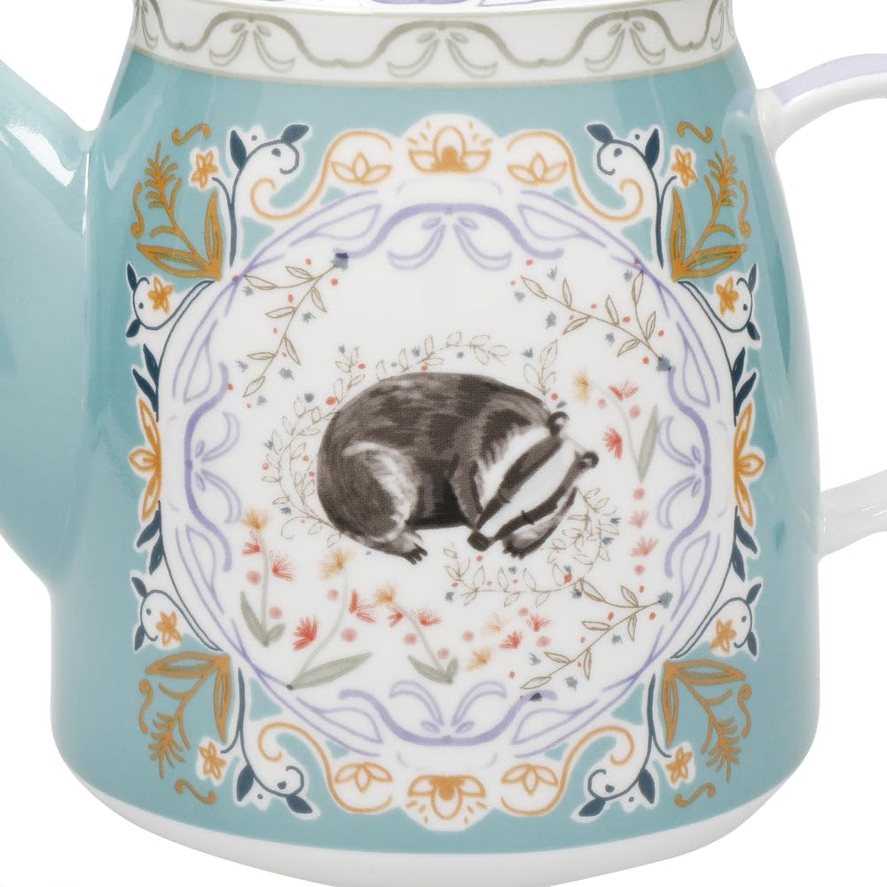 London Pottery Tetera clásica de cerámica con forma de campana, 1 litro, capullo de tejón, infusor de té de acero inoxidable, tetera estilo inglés para té de la tarde