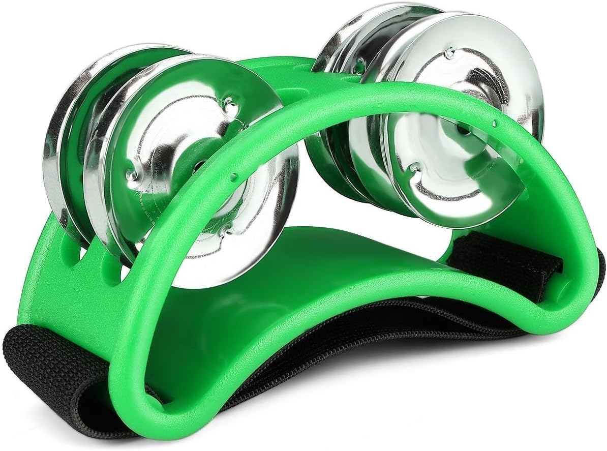 YUANHONGJIAN Foot Tambourine Percussion Musical Instrument, Foot Shaker Musical Instrument Drum Party Shoes Gift Singer Vocalists Cajon & Guitar Players (Green)