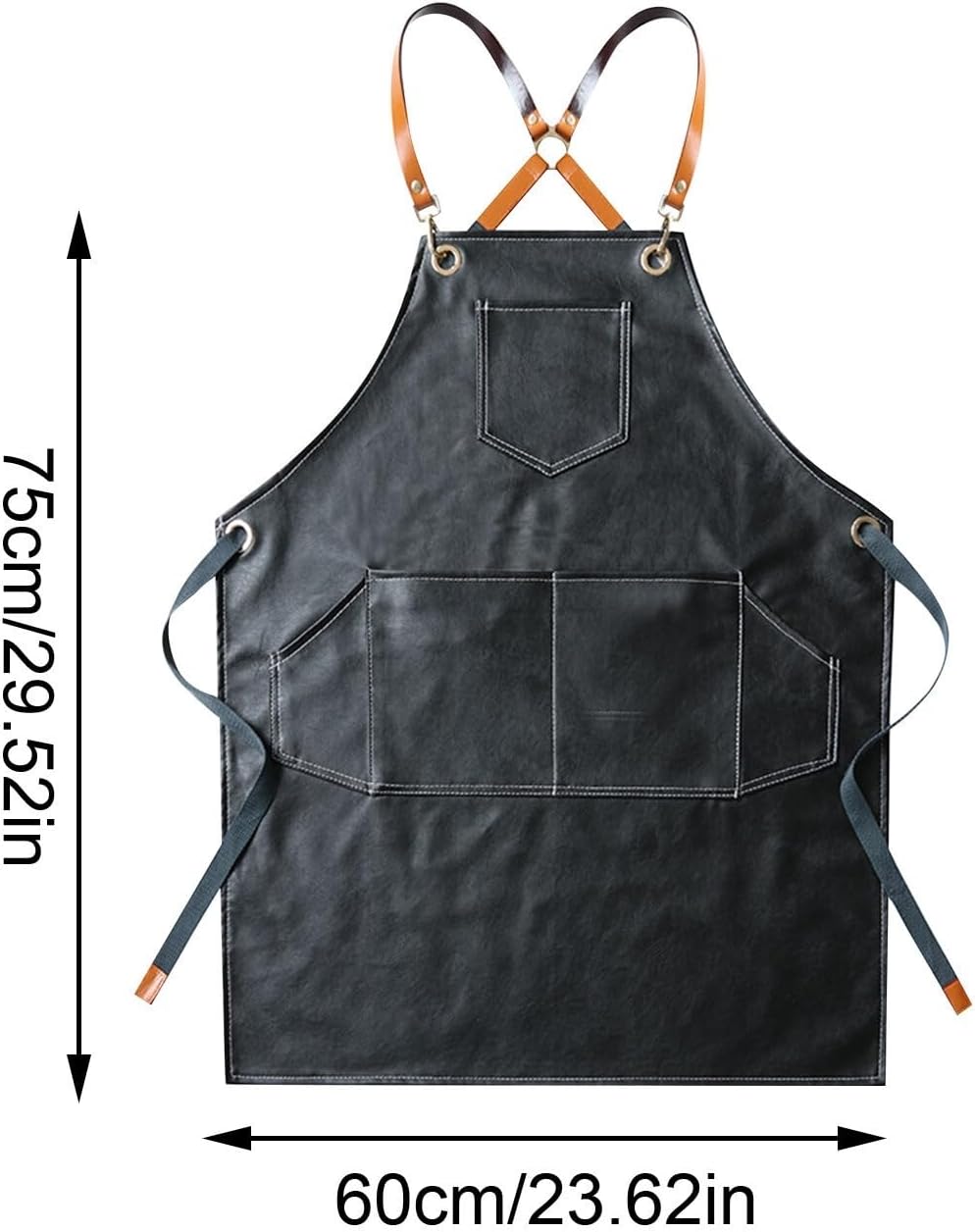 Thickened Leather Working Apron With Cross Back And Multi-pocket Adjustable Chef Waterproof Sleeveless for Tool Aprons